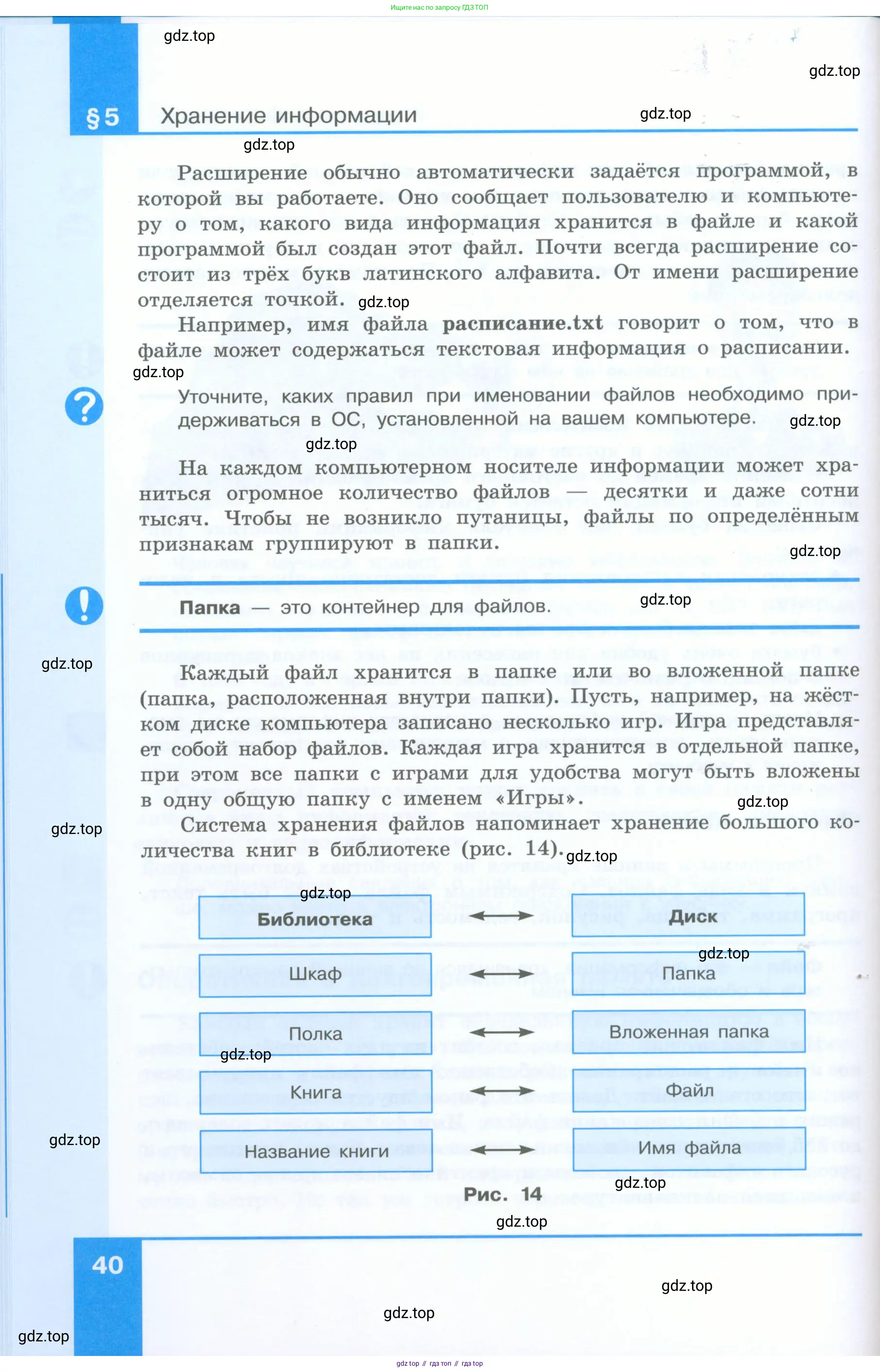 Информатика, 5 класс Учебник, авторы: Босова Людмила Леонидовна, Босова Анна Юрьевна, издательство Просвещение, Москва, 2023, страница 40