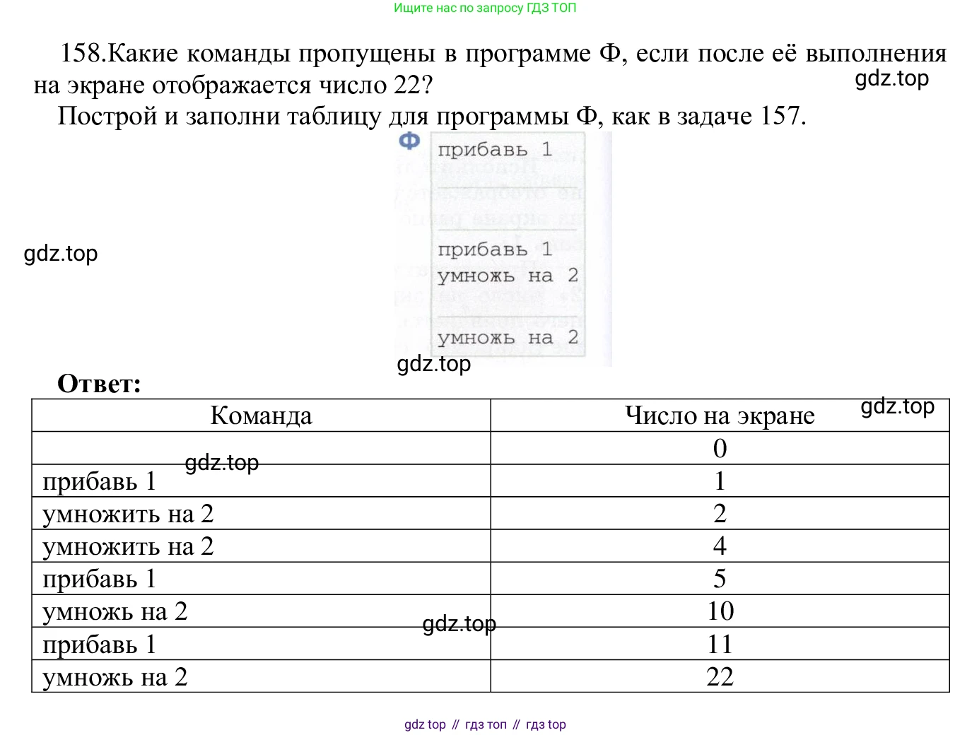 ГДЗ Информатика, 5 класс Учебник, авторы: Семенов Алексей Львович, Рудченко Татьяна Александровна, издательство Просвещение, Москва, 2019, страница 86, номер 158, Решение