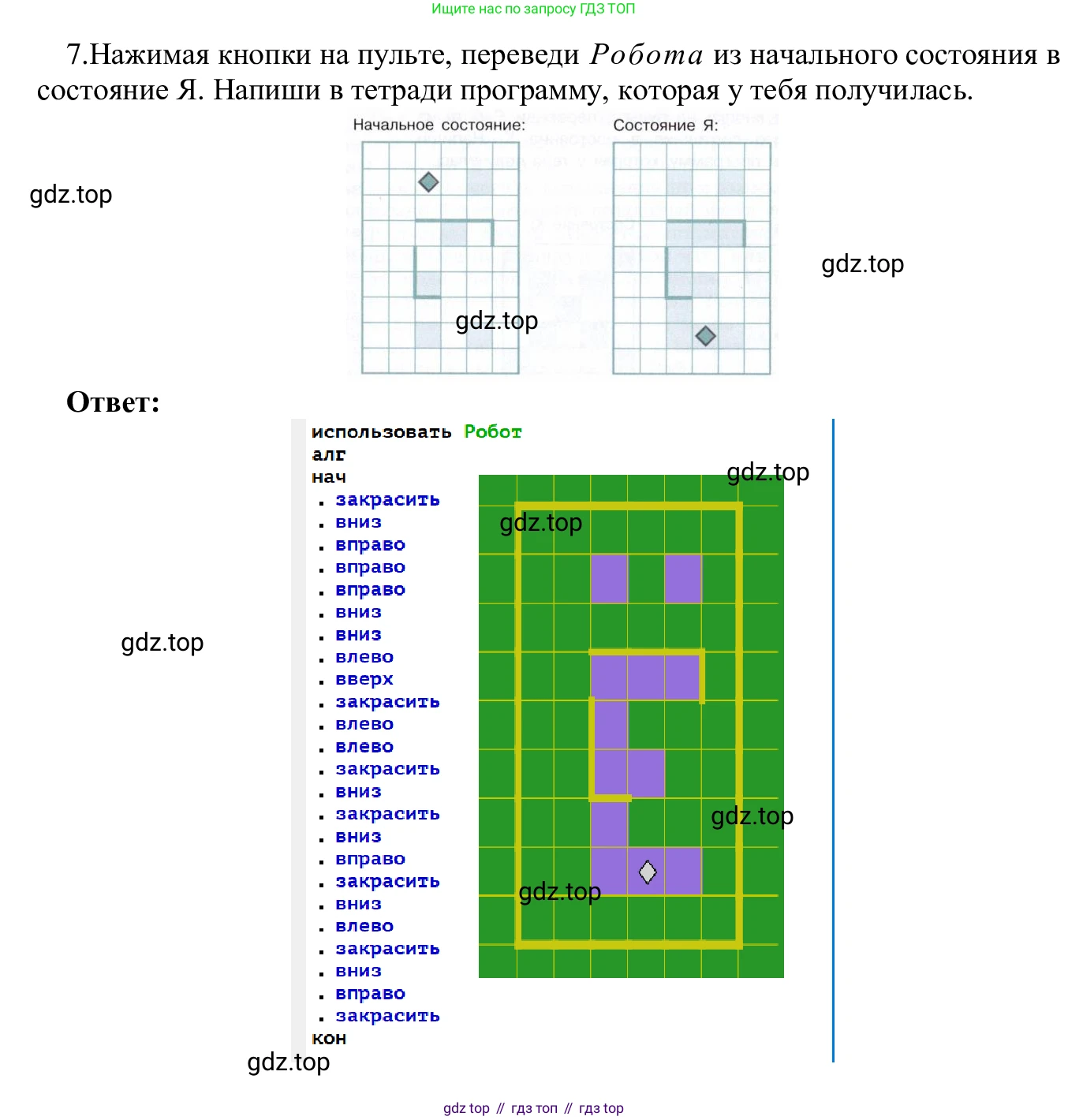 ГДЗ Информатика, 5 класс Учебник, авторы: Семенов Алексей Львович, Рудченко Татьяна Александровна, издательство Просвещение, Москва, 2019, страница 142, номер 7, Решение