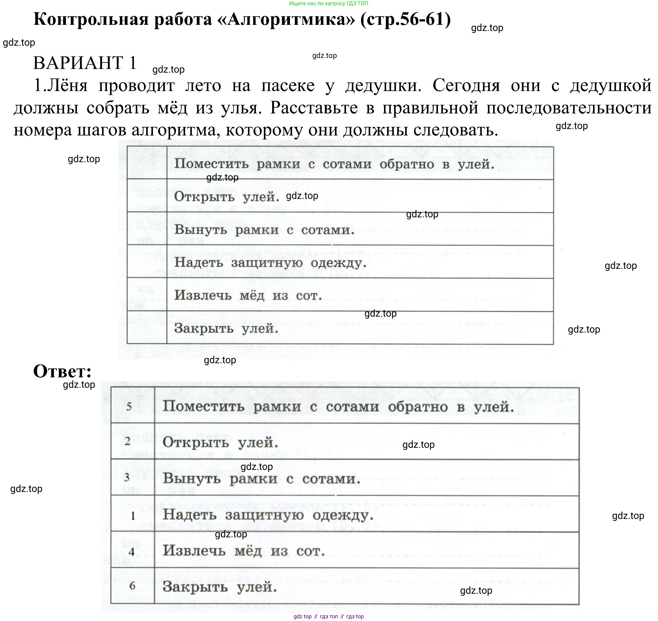 Информатика, 6 класс Самостоятельные и контрольные работы, авторы: Босова Людмила Леонидовна, Босова Анна Юрьевна, издательство Просвещение, Москва, 2020, страница 56, номер 1, Решение