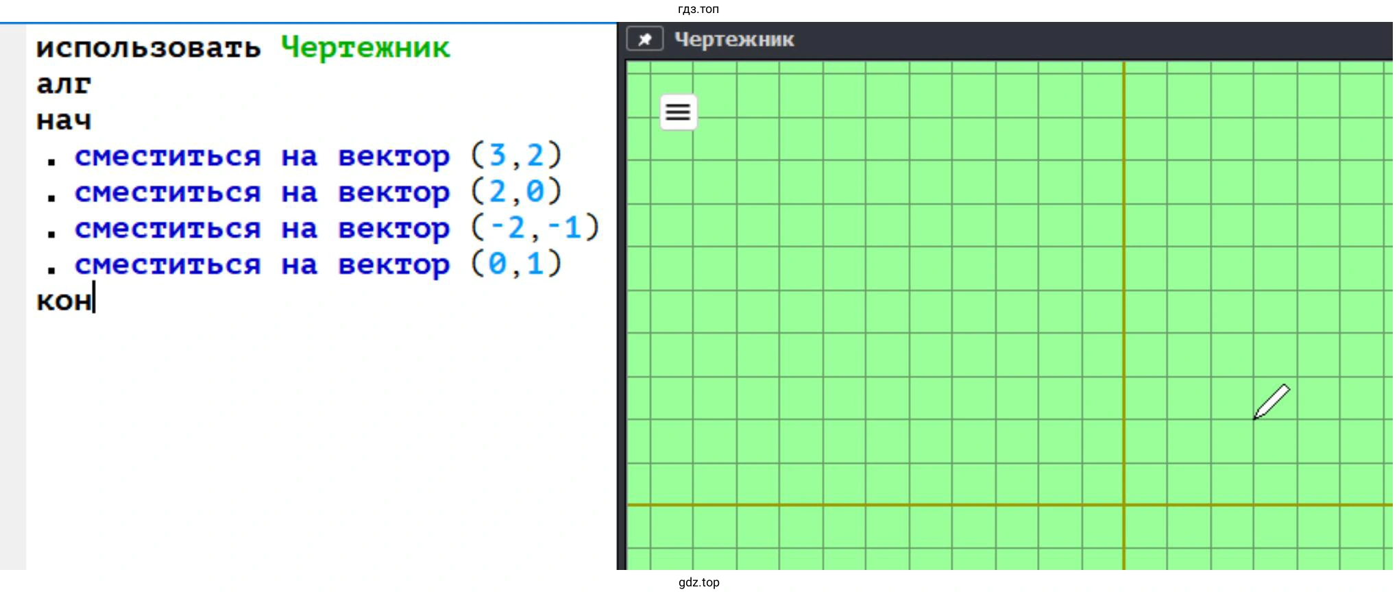 Какая команда вернёт Чертежника в исходную точку?
