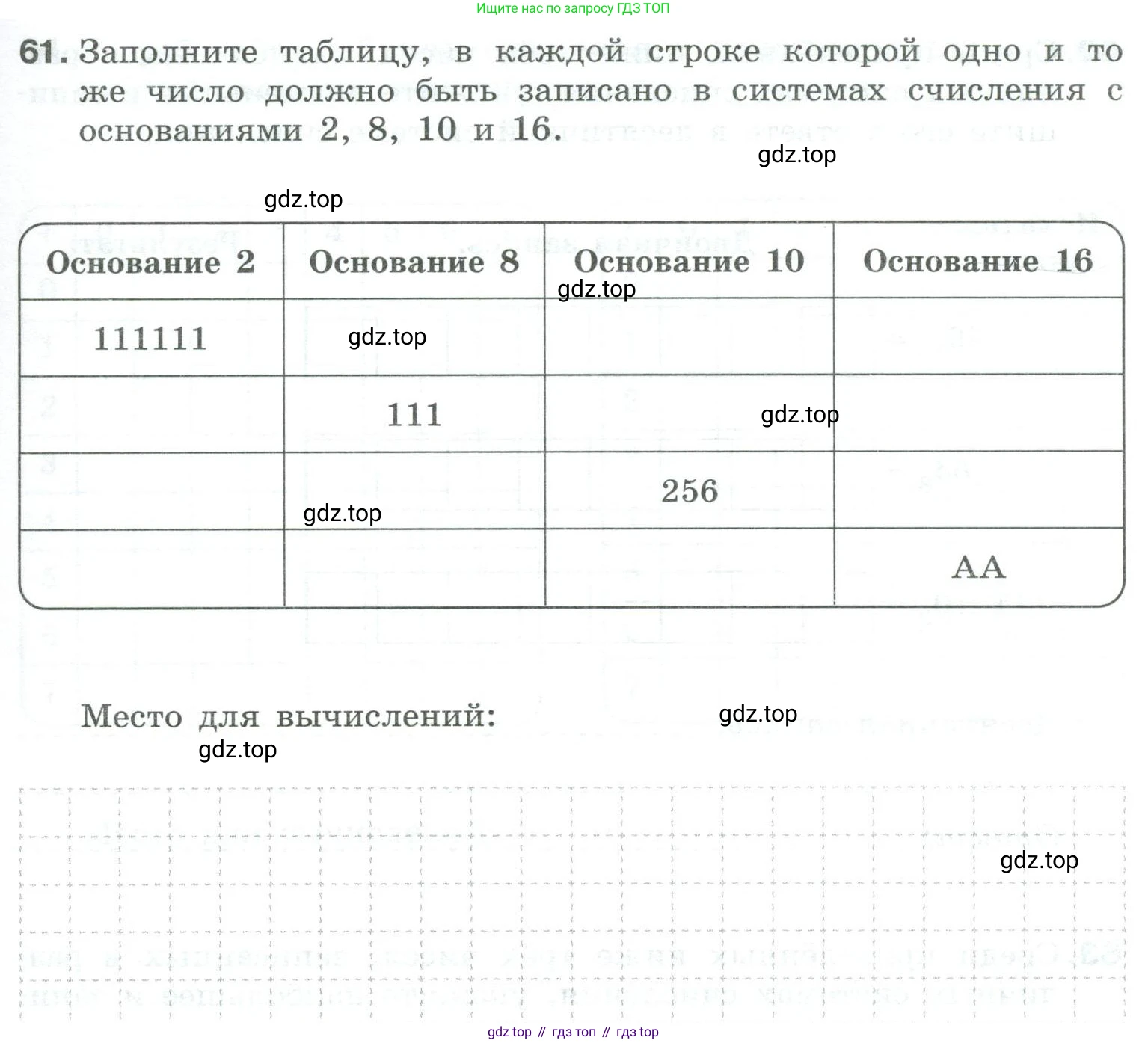 Информатика, 8 класс рабочая тетрадь, авторы: Босова Людмила Леонидовна, Босова Анна Юрьевна, издательство Просвещение, Москва, 2023, Часть 1, страница 39, номер 61, Условие