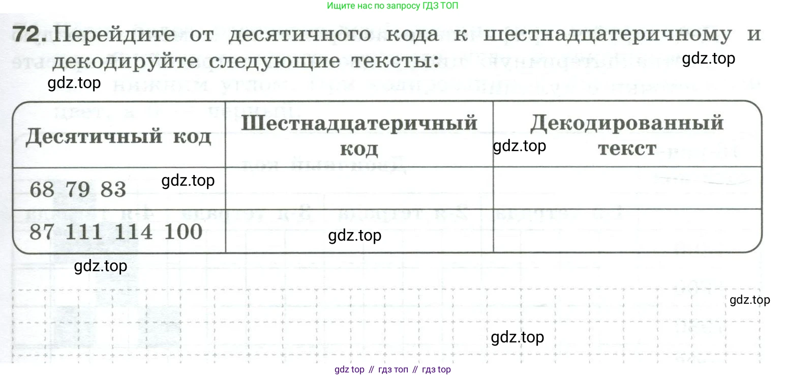 Информатика, 8 класс рабочая тетрадь, авторы: Босова Людмила Леонидовна, Босова Анна Юрьевна, издательство Просвещение, Москва, 2023, Часть 1, страница 45, номер 72, Условие