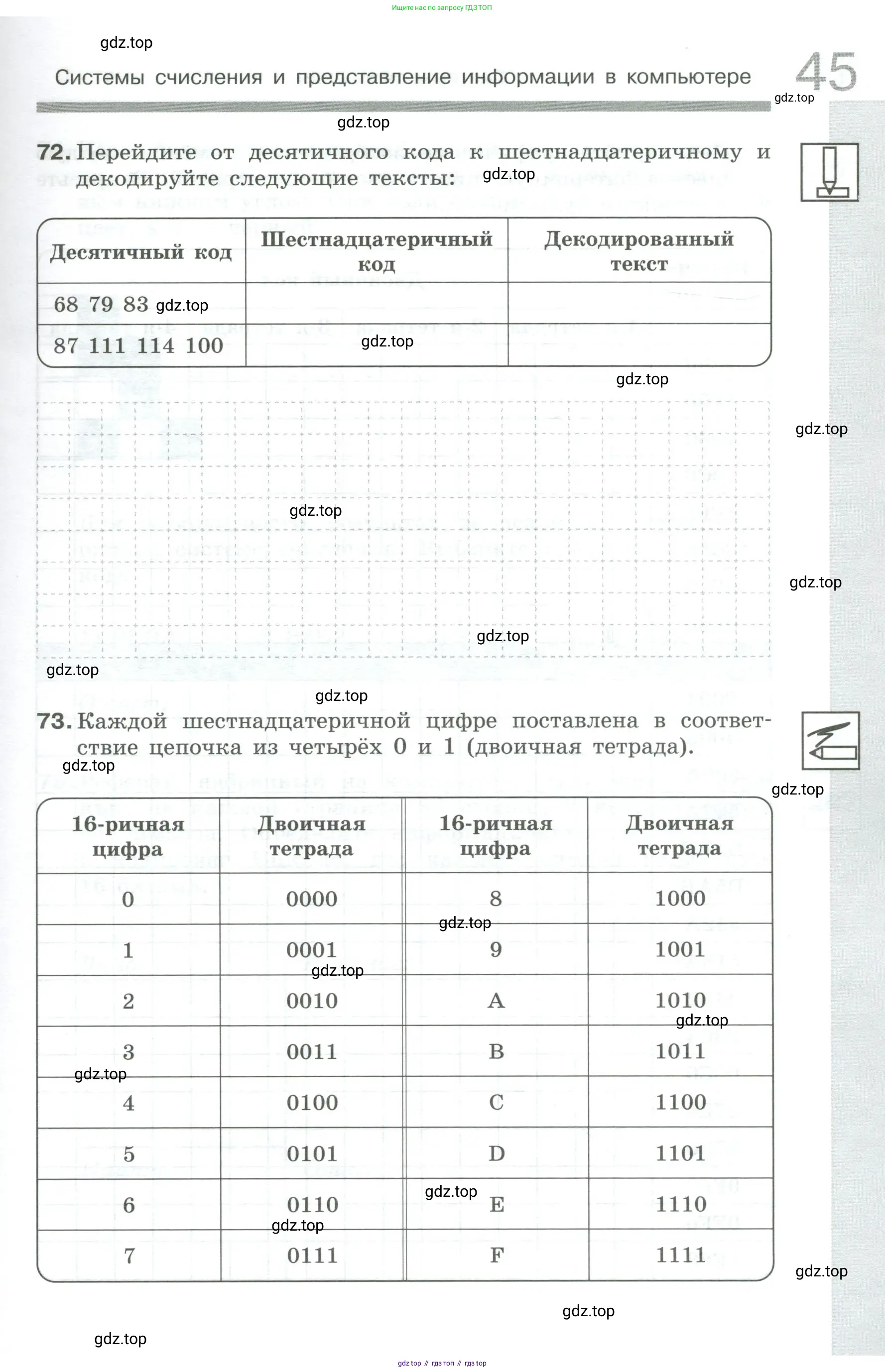 Информатика, 8 класс рабочая тетрадь, авторы: Босова Людмила Леонидовна, Босова Анна Юрьевна, издательство Просвещение, Москва, 2023, Часть 1, страница 45