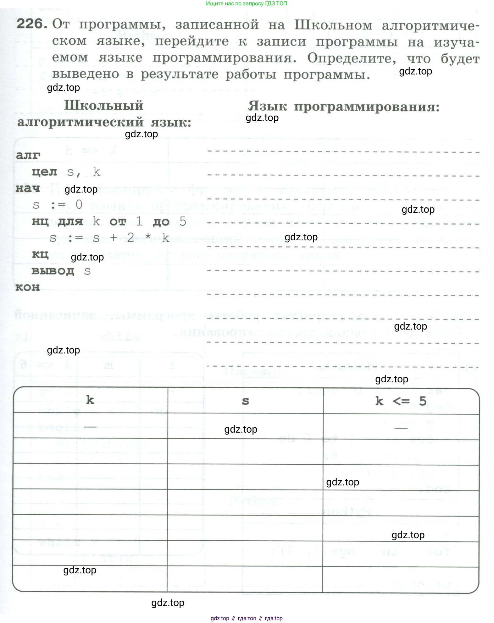 Информатика, 8 класс рабочая тетрадь, авторы: Босова Людмила Леонидовна, Босова Анна Юрьевна, издательство Просвещение, Москва, 2023, Часть 2, страница 85, номер 226, Условие