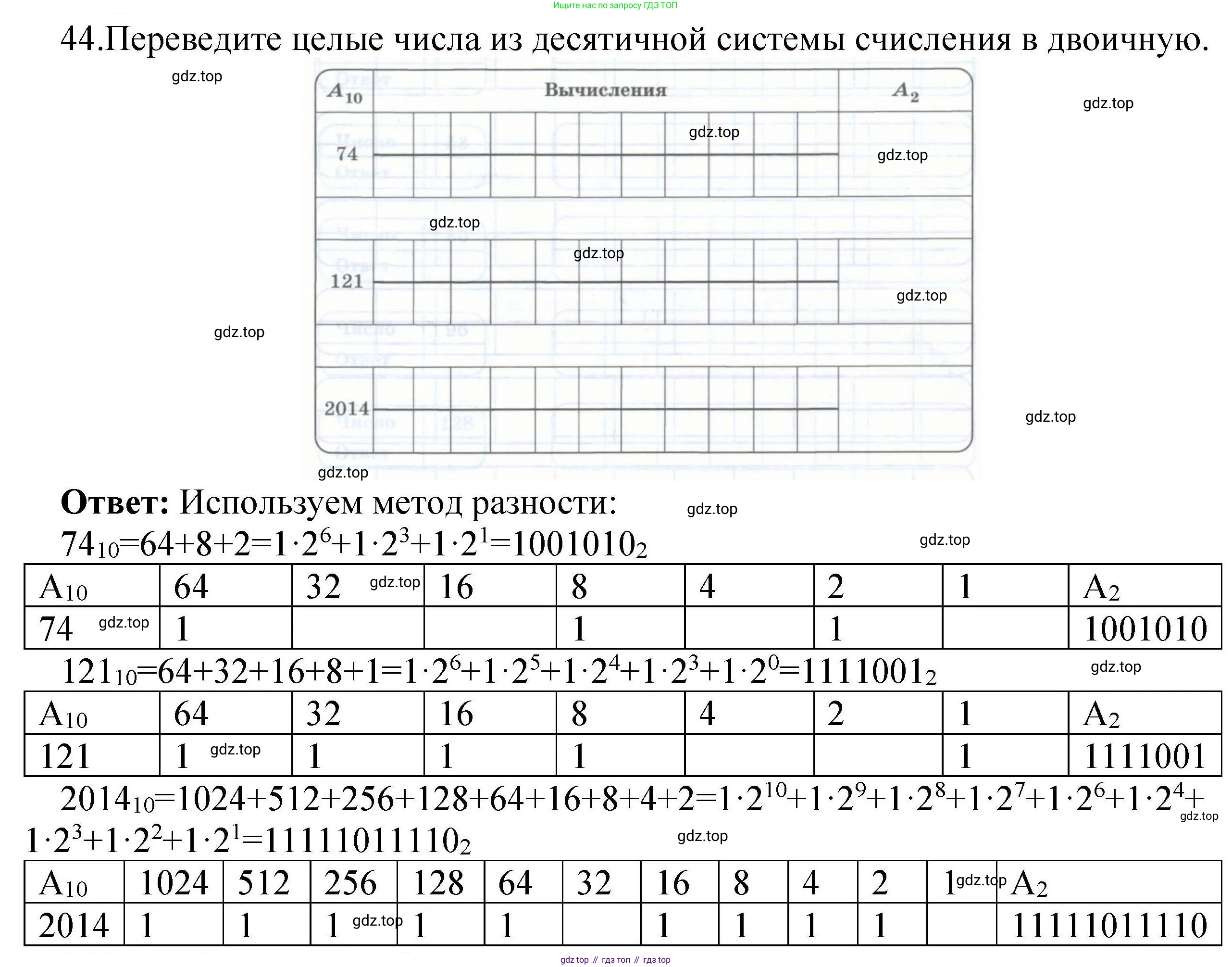 Информатика, 8 класс рабочая тетрадь, авторы: Босова Людмила Леонидовна, Босова Анна Юрьевна, издательство Просвещение, Москва, 2023, Часть 1, страница 29, номер 44, Решение