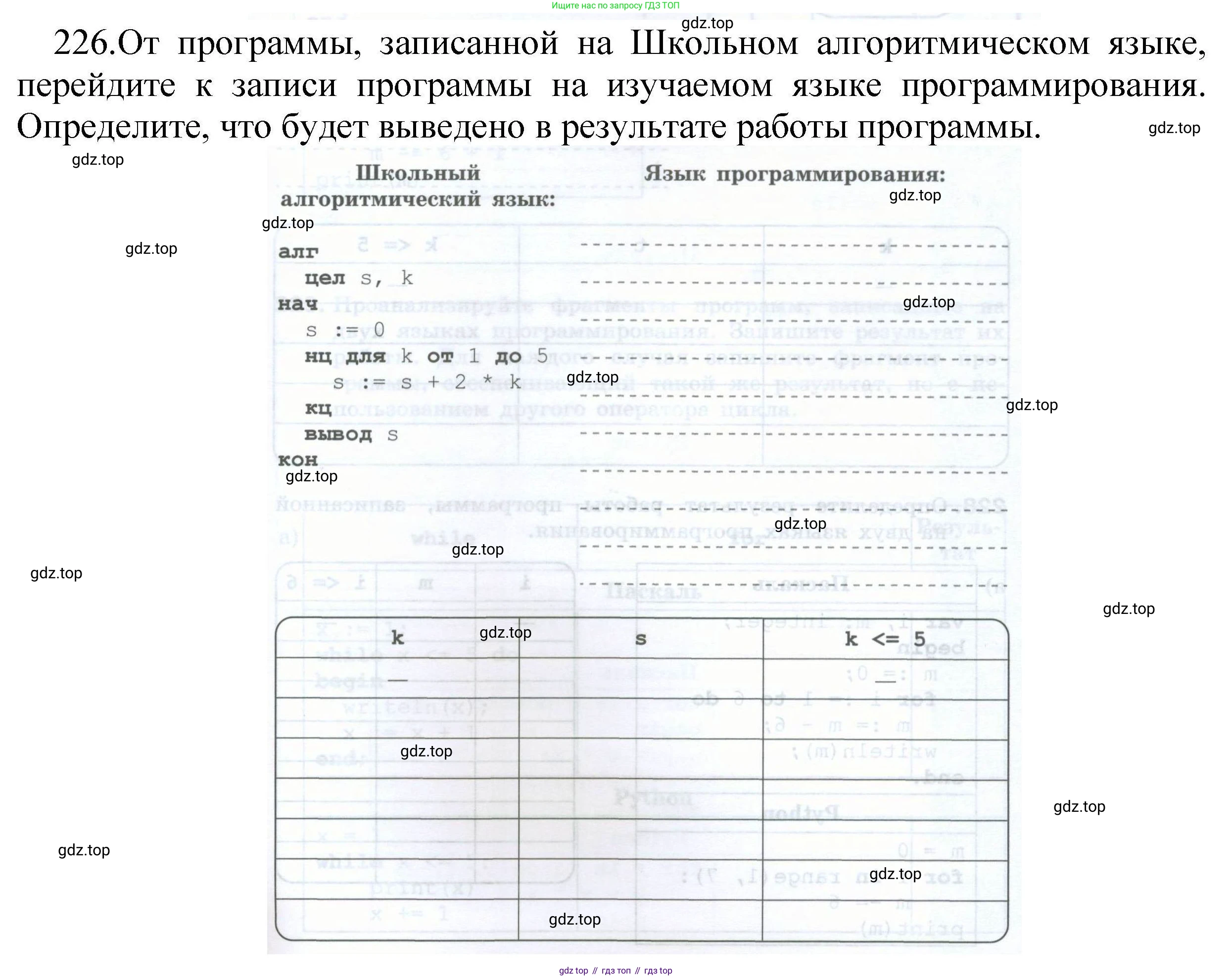 Информатика, 8 класс рабочая тетрадь, авторы: Босова Людмила Леонидовна, Босова Анна Юрьевна, издательство Просвещение, Москва, 2023, Часть 2, страница 85, номер 226, Решение
