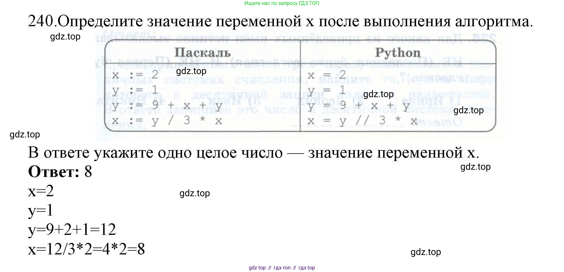 Информатика, 8 класс рабочая тетрадь, авторы: Босова Людмила Леонидовна, Босова Анна Юрьевна, издательство Просвещение, Москва, 2023, Часть 2, страница 92, номер 240, Решение