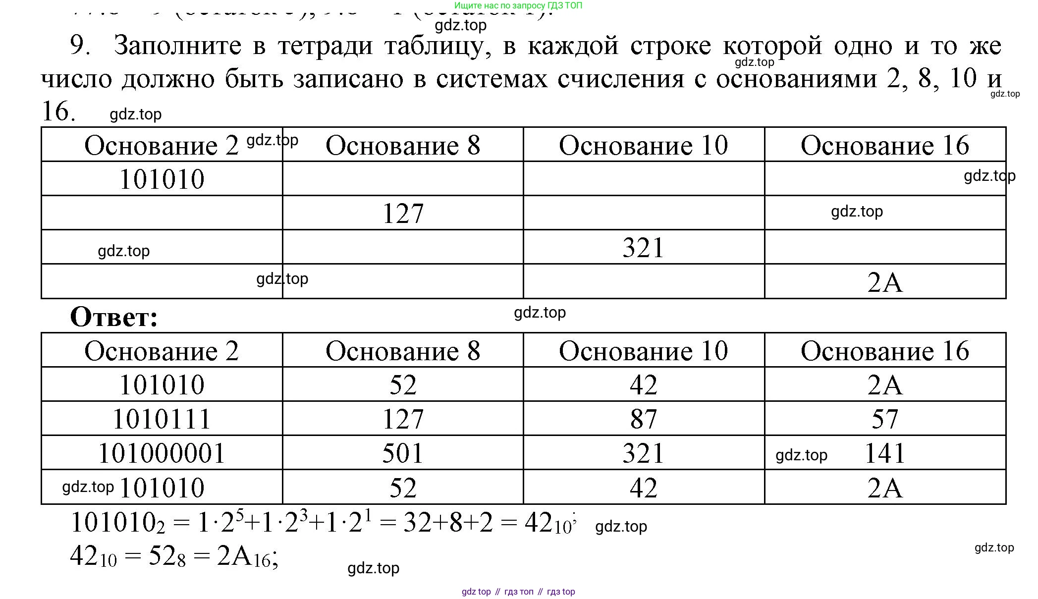 ГДЗ Информатика, 8 класс Учебник, авторы: Босова Людмила Леонидовна, Босова Анна Юрьевна, издательство Просвещение, Москва, 2023, страница 29, номер 9, Решение