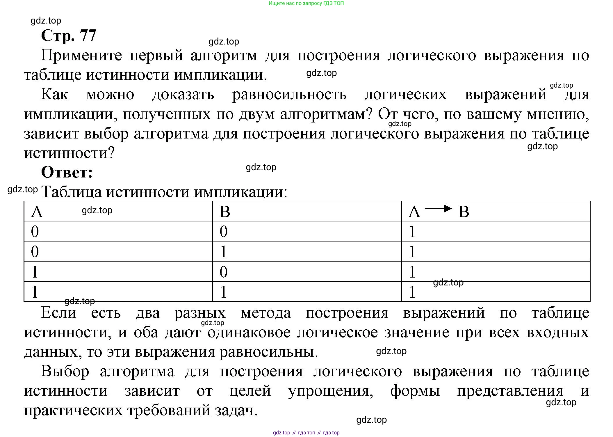 ГДЗ Информатика, 8 класс Учебник, авторы: Босова Людмила Леонидовна, Босова Анна Юрьевна, Аквилянов Никита Александрович, издательство Просвещение, Москва, 2024, страница 77, номер 2, Решение