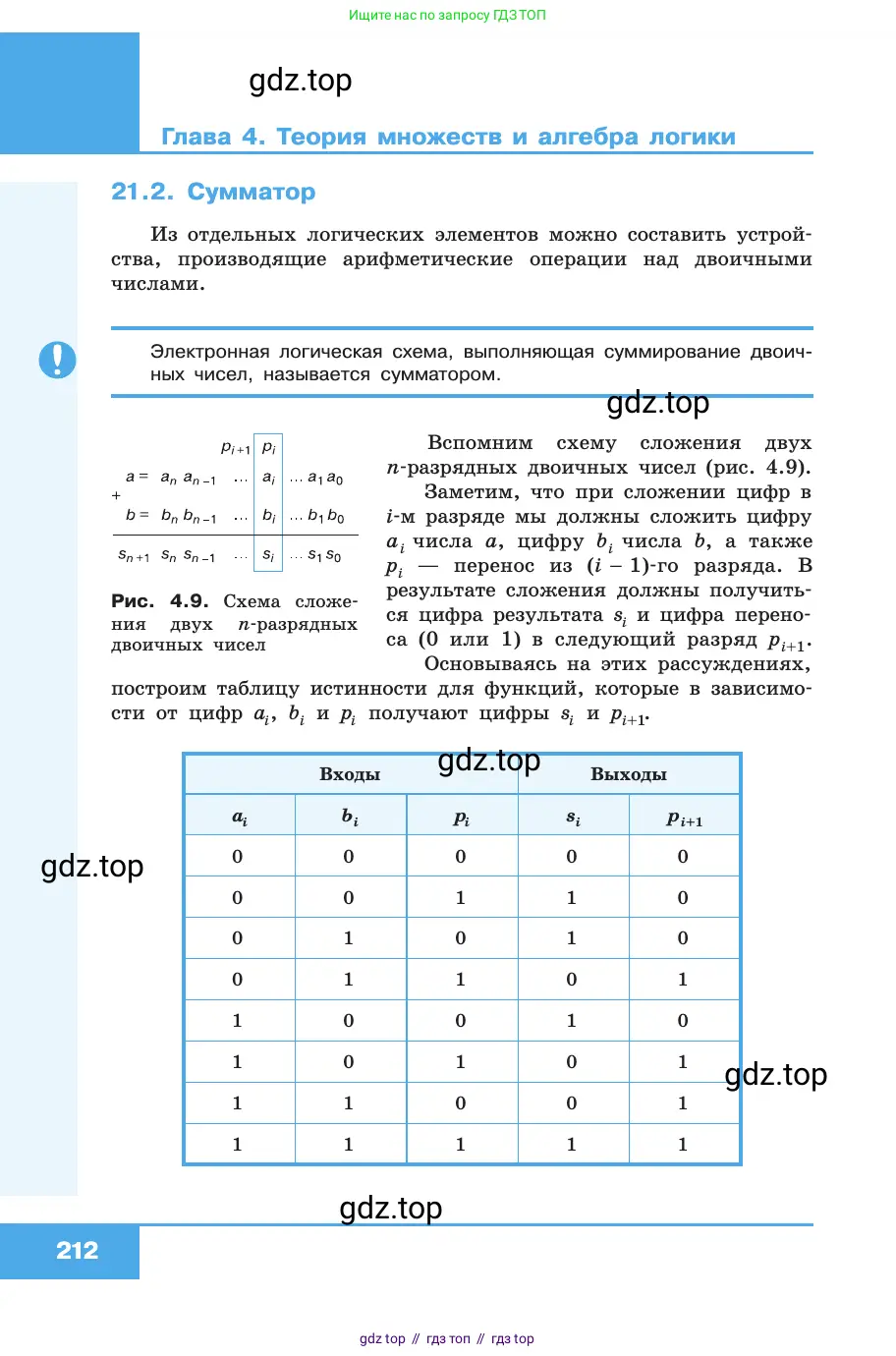 Информатика, 10 класс Учебник, авторы: Босова Людмила Леонидовна, Босова Анна Юрьевна, издательство Просвещение, Москва, 2021, страница 212