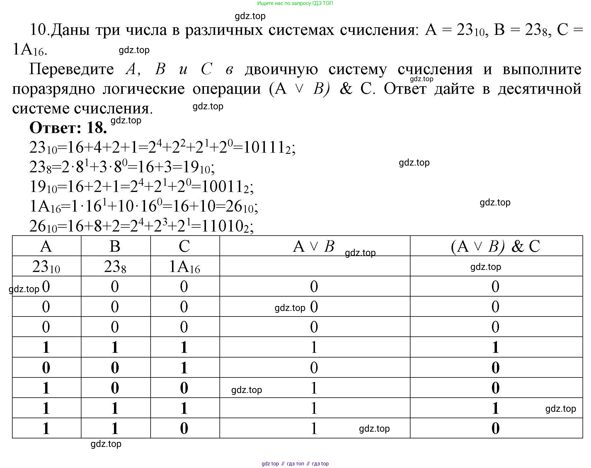 Информатика, 10 класс Учебник, авторы: Босова Людмила Леонидовна, Босова Анна Юрьевна, издательство Просвещение, Москва, 2021, страница 188, номер 10, Решение