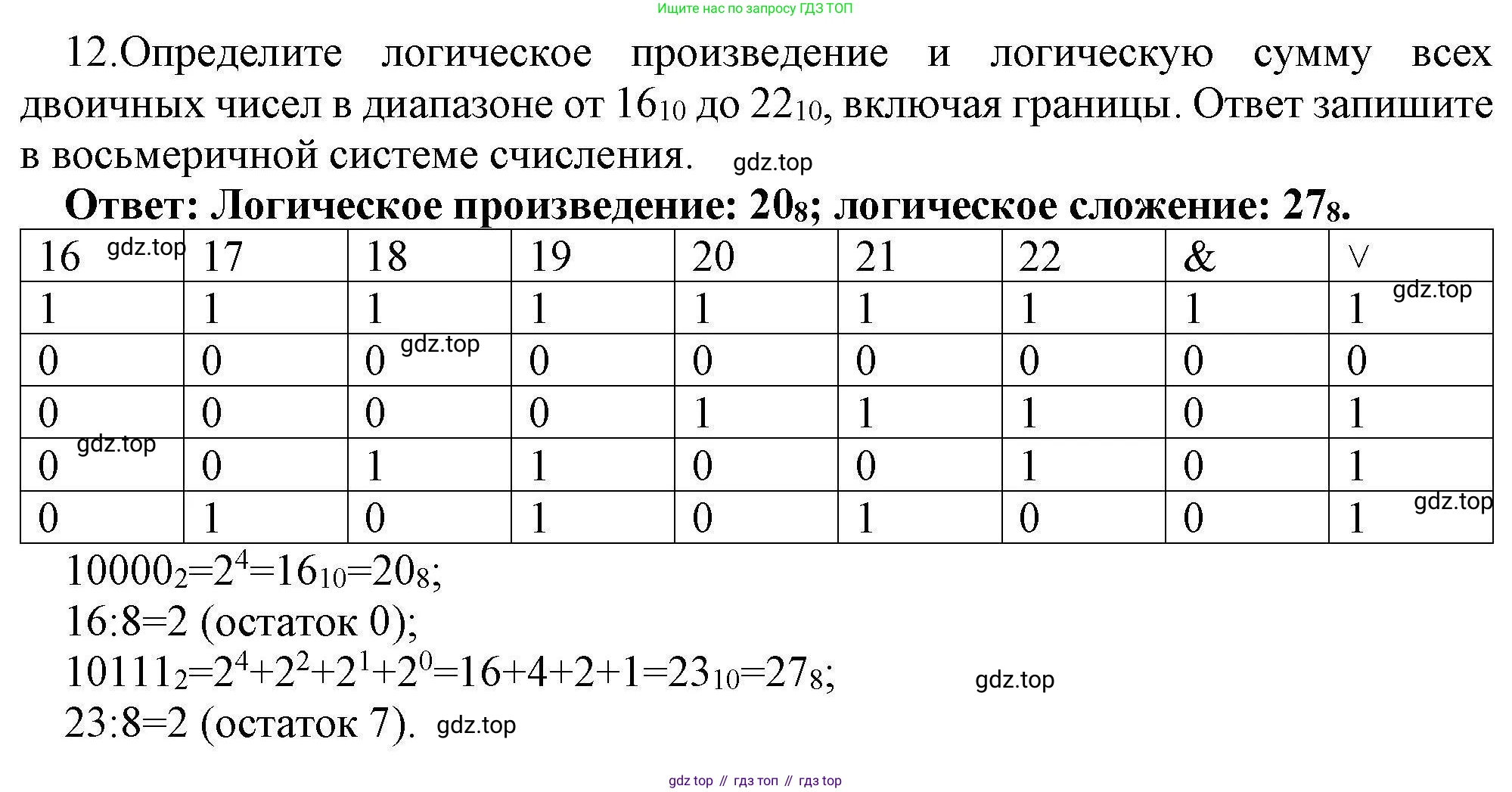 Информатика, 10 класс Учебник, авторы: Босова Людмила Леонидовна, Босова Анна Юрьевна, издательство Просвещение, Москва, 2021, страница 188, номер 12, Решение