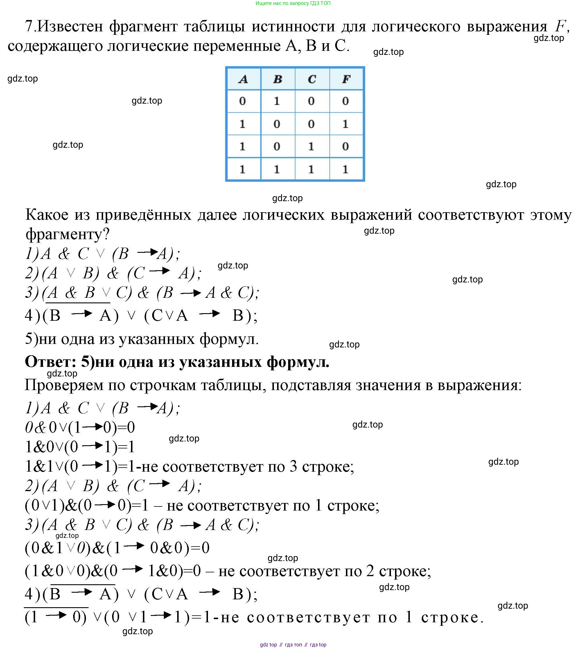 Информатика, 10 класс Учебник, авторы: Босова Людмила Леонидовна, Босова Анна Юрьевна, издательство Просвещение, Москва, 2021, страница 196, номер 7, Решение