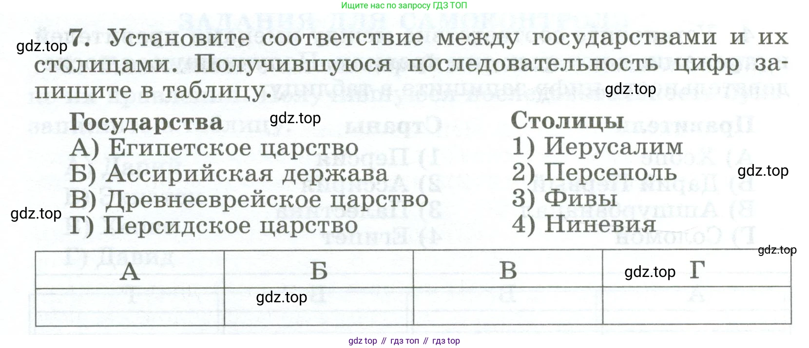 ГДЗ Всеобщая история, 5 класс рабочая тетрадь, автор: Годер Георгий Израилевич, издательство Просвещение, Москва, 2023, Часть 1, страница 86, номер 7, Условие