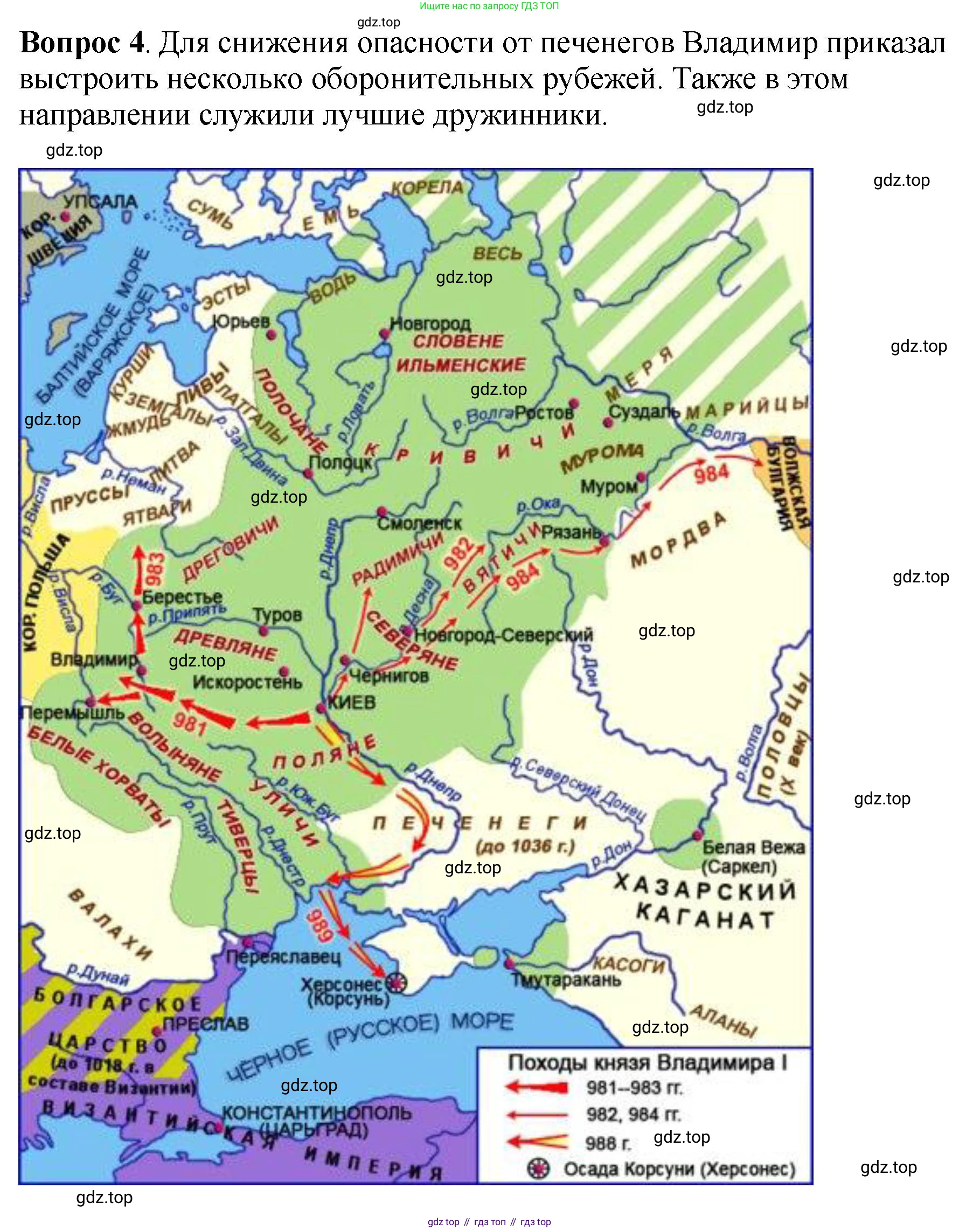 История России, 6 класс Учебник, авторы: Арсентьев Николай Михайлович, Данилов Александр Анатольевич, Стефанович Пётр Сергеевич, Токарева Александра Яковлевна, Торкунов Анатолий Васильевич, Дмитриев Андрей Петрович, издательство Просвещение, Москва, 2023, белого цвета, Часть 1, страница 55, номер 4, Решение 1