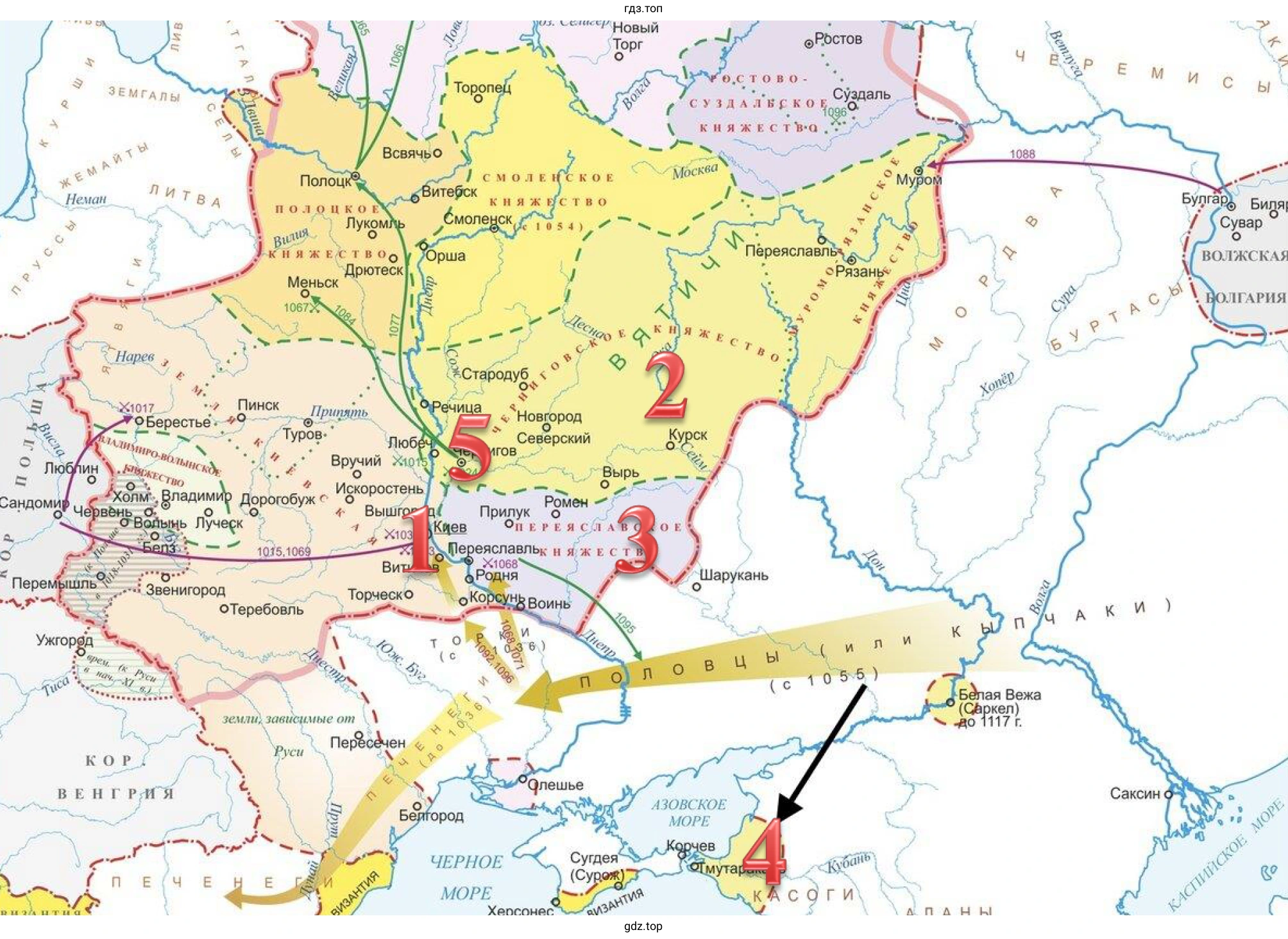 Территории Киевской, Черниговской, Переяславской, Тмутараканской земель.
