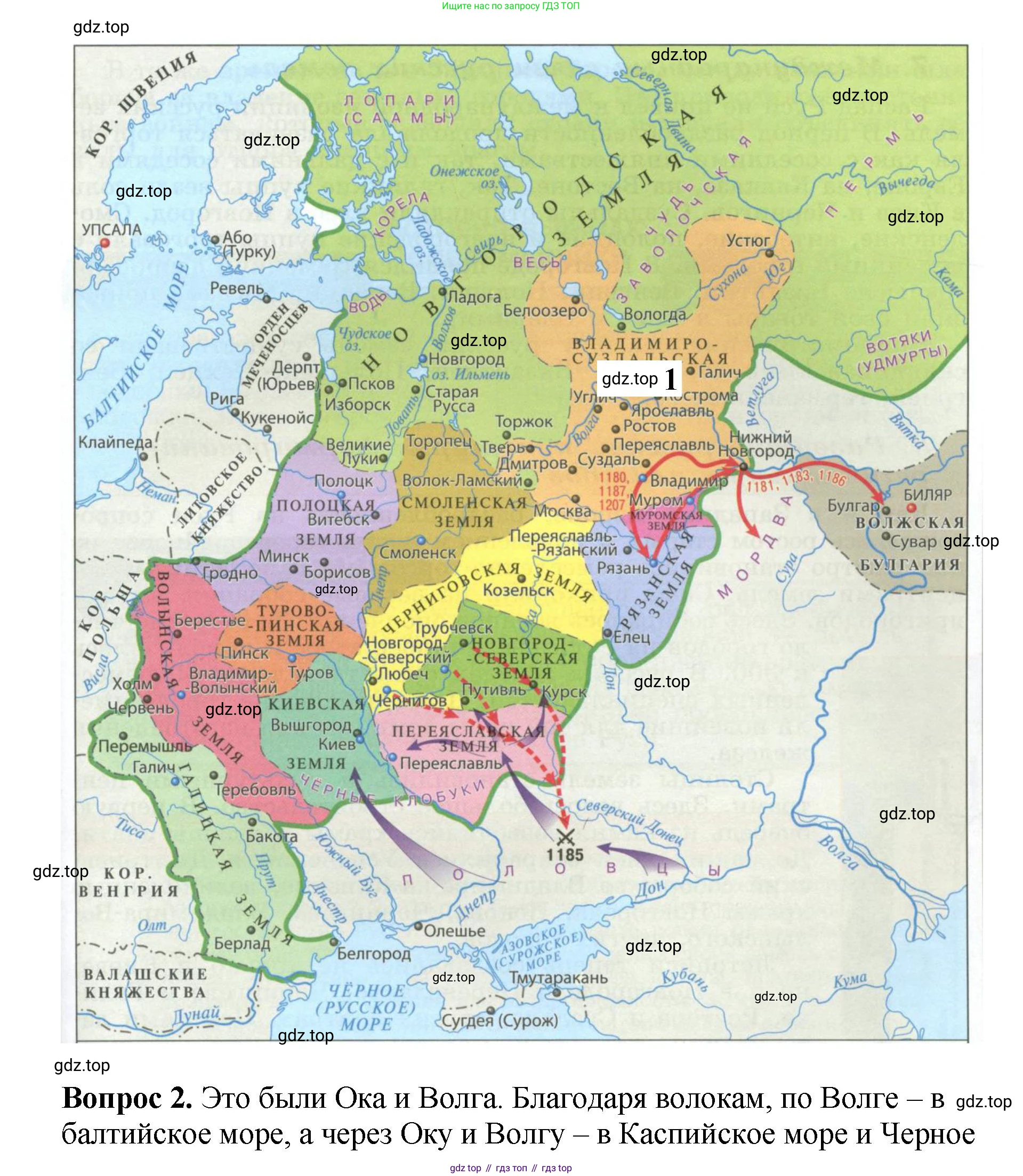 История России, 6 класс Учебник, авторы: Арсентьев Николай Михайлович, Данилов Александр Анатольевич, Стефанович Пётр Сергеевич, Токарева Александра Яковлевна, Торкунов Анатолий Васильевич, Дмитриев Андрей Петрович, издательство Просвещение, Москва, 2023, белого цвета, Часть 1, страница 115, номер 2, Решение 1