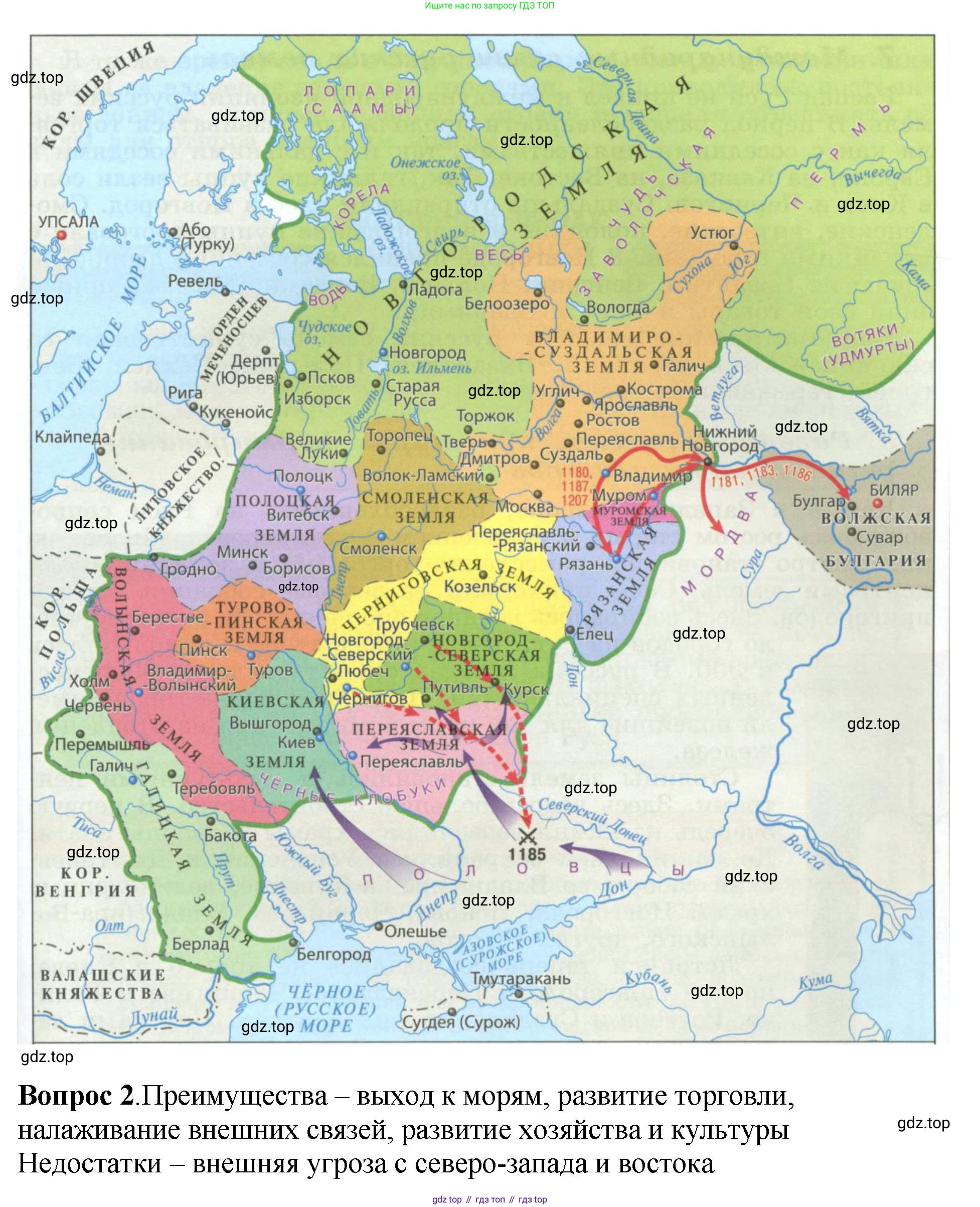 История России, 6 класс Учебник, авторы: Арсентьев Николай Михайлович, Данилов Александр Анатольевич, Стефанович Пётр Сергеевич, Токарева Александра Яковлевна, Торкунов Анатолий Васильевич, Дмитриев Андрей Петрович, издательство Просвещение, Москва, 2023, белого цвета, Часть 1, страница 122, номер 2, Решение 1