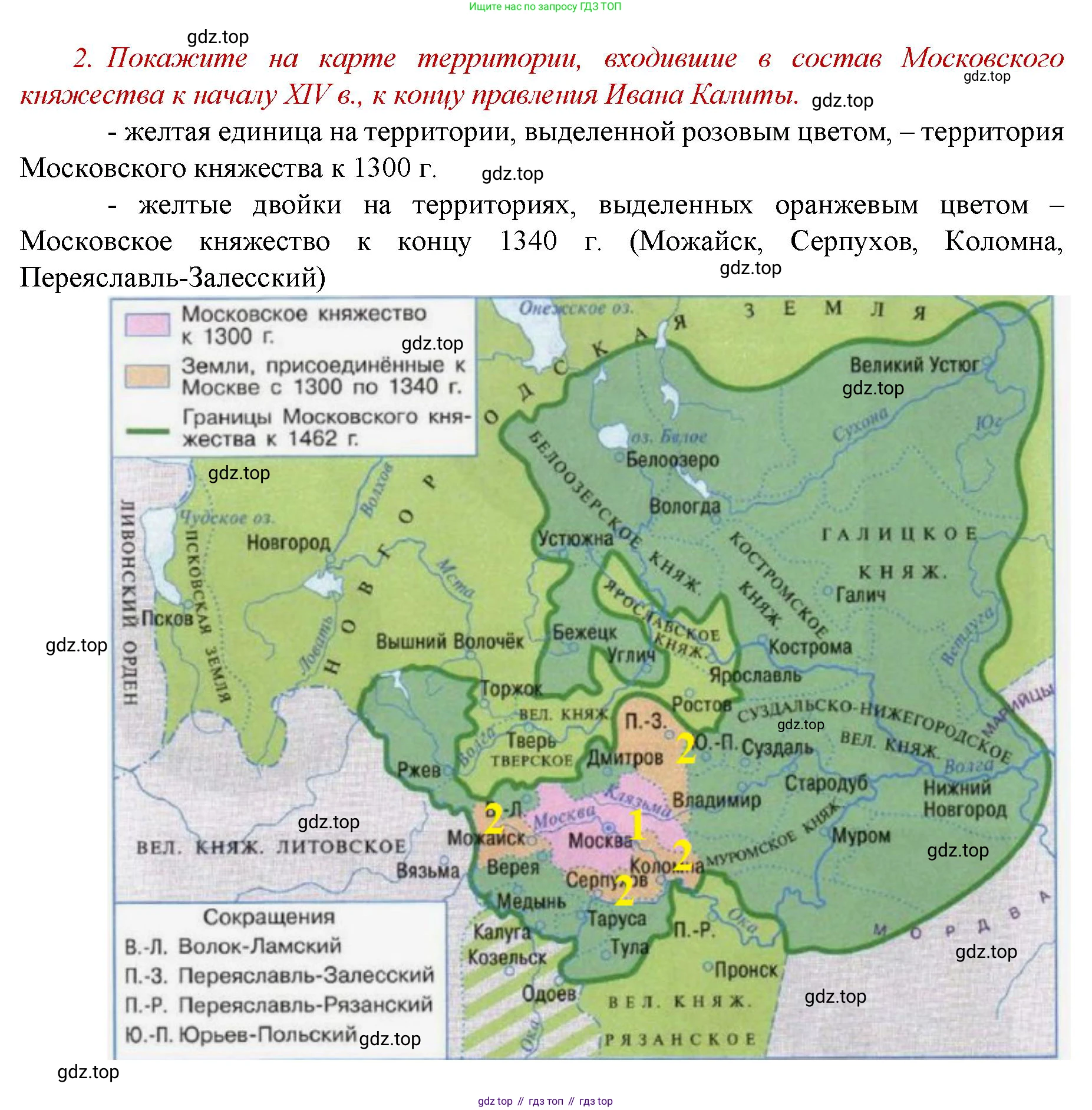 История России, 6 класс Учебник, авторы: Арсентьев Николай Михайлович, Данилов Александр Анатольевич, Стефанович Пётр Сергеевич, Токарева Александра Яковлевна, Торкунов Анатолий Васильевич, Дмитриев Андрей Петрович, издательство Просвещение, Москва, 2023, белого цвета, Часть 2, страница 39, номер 2, Решение 1