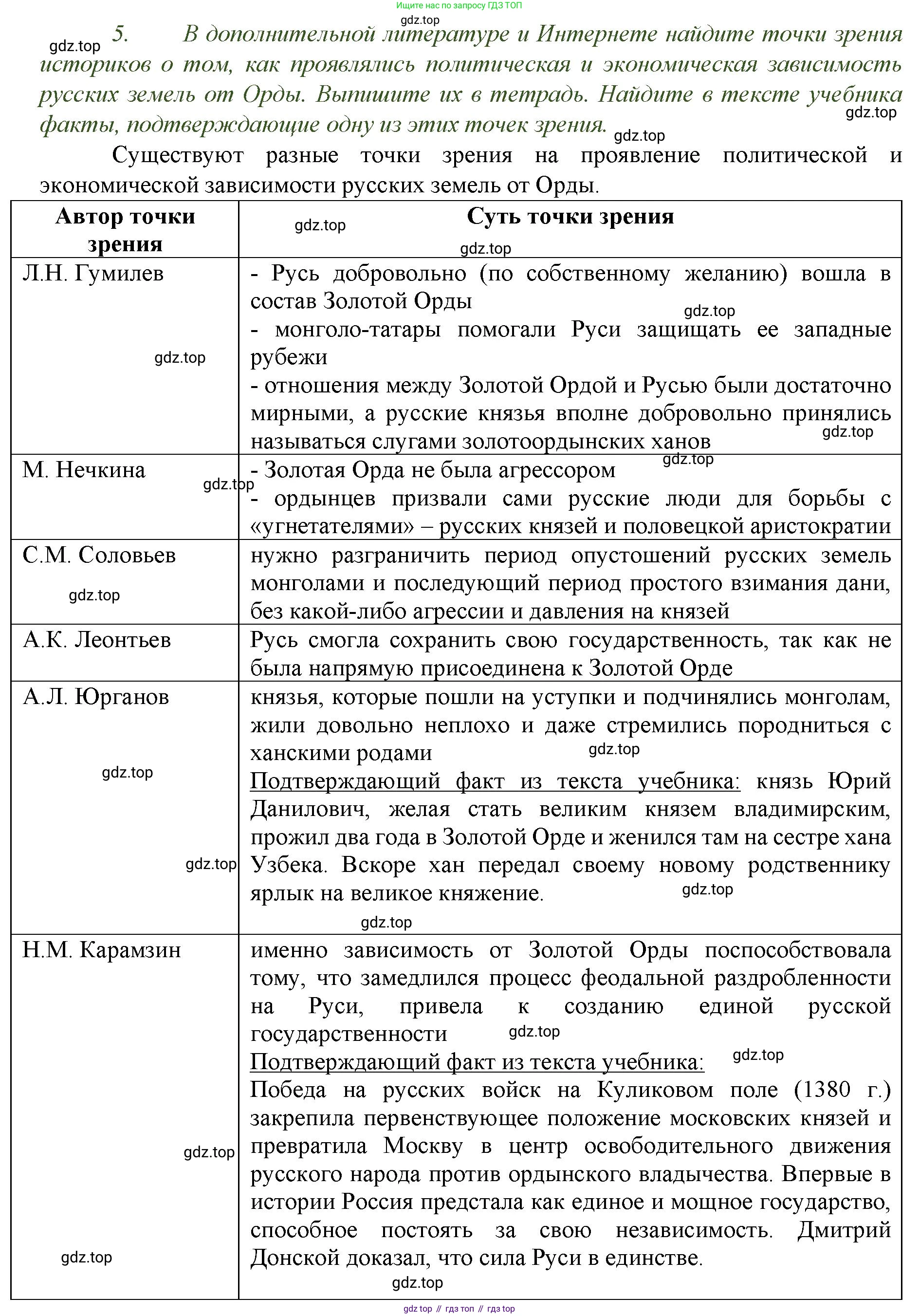 История России, 6 класс Учебник, авторы: Арсентьев Николай Михайлович, Данилов Александр Анатольевич, Стефанович Пётр Сергеевич, Токарева Александра Яковлевна, Торкунов Анатолий Васильевич, Дмитриев Андрей Петрович, издательство Просвещение, Москва, 2023, белого цвета, Часть 2, страница 67, номер 5, Решение 1