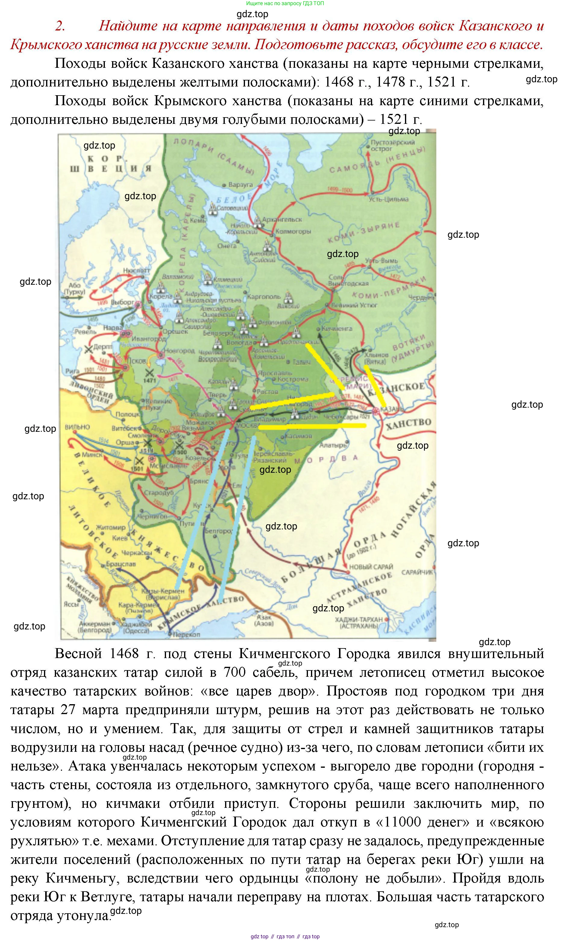 История России, 6 класс Учебник, авторы: Арсентьев Николай Михайлович, Данилов Александр Анатольевич, Стефанович Пётр Сергеевич, Токарева Александра Яковлевна, Торкунов Анатолий Васильевич, Дмитриев Андрей Петрович, издательство Просвещение, Москва, 2023, белого цвета, Часть 2, страница 96, номер 2, Решение 1