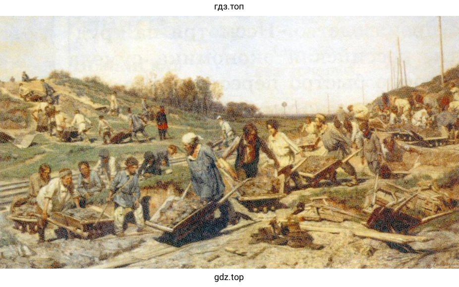 Ремонтные работы на железной дороге. 1874 г. Художник К.А. Савицкий.