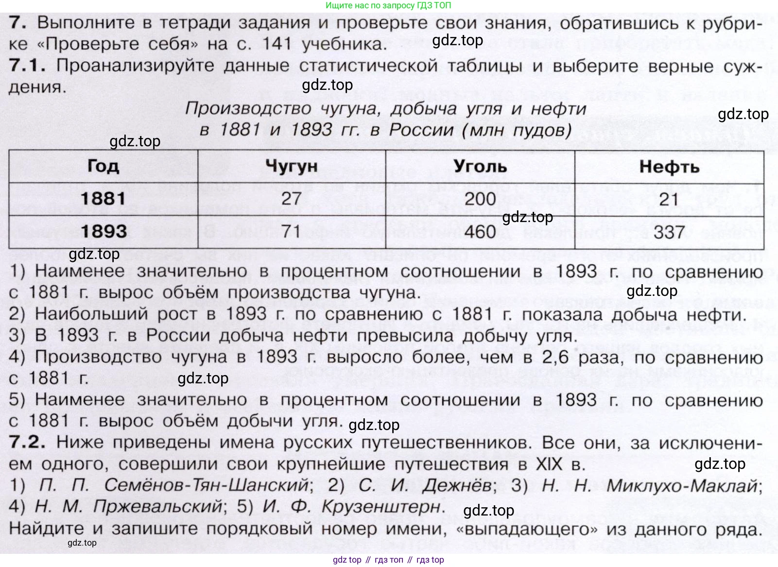 История России, 9 класс Учебник, авторы: Арсентьев Николай Михайлович, Данилов Александр Анатольевич, Левандовский Андрей Анатольевич, Токарева Александра Яковлевна, Торкунов Анатолий Васильевич, Дмитриев Андрей Петрович, издательство Просвещение, Москва, 2023, белого цвета, Часть 2, страница 62, номер 7, Условие