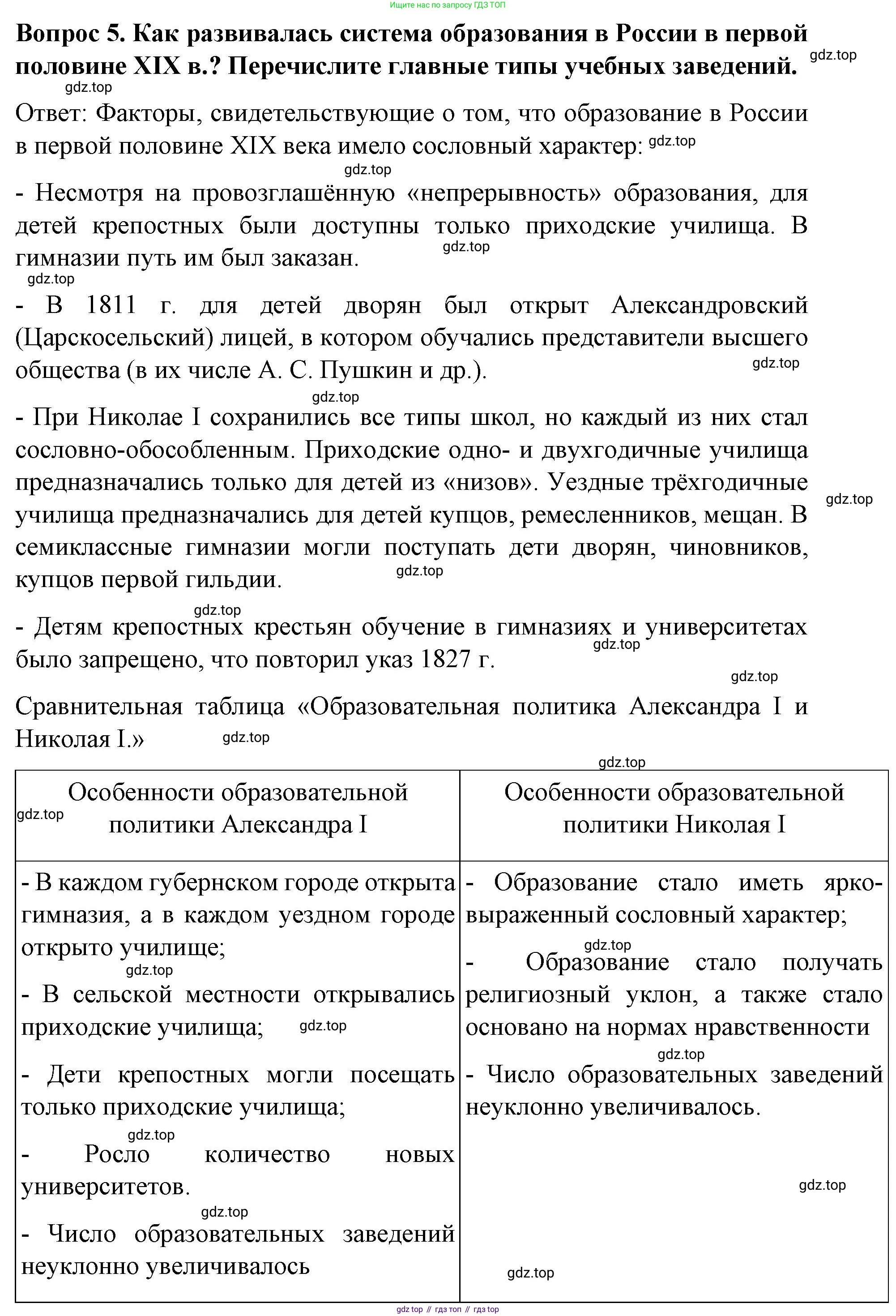 История России, 9 класс Учебник, авторы: Арсентьев Николай Михайлович, Данилов Александр Анатольевич, Левандовский Андрей Анатольевич, Токарева Александра Яковлевна, Торкунов Анатолий Васильевич, Дмитриев Андрей Петрович, издательство Просвещение, Москва, 2023, белого цвета, Часть 1, страница 110, номер 5, Решение 1