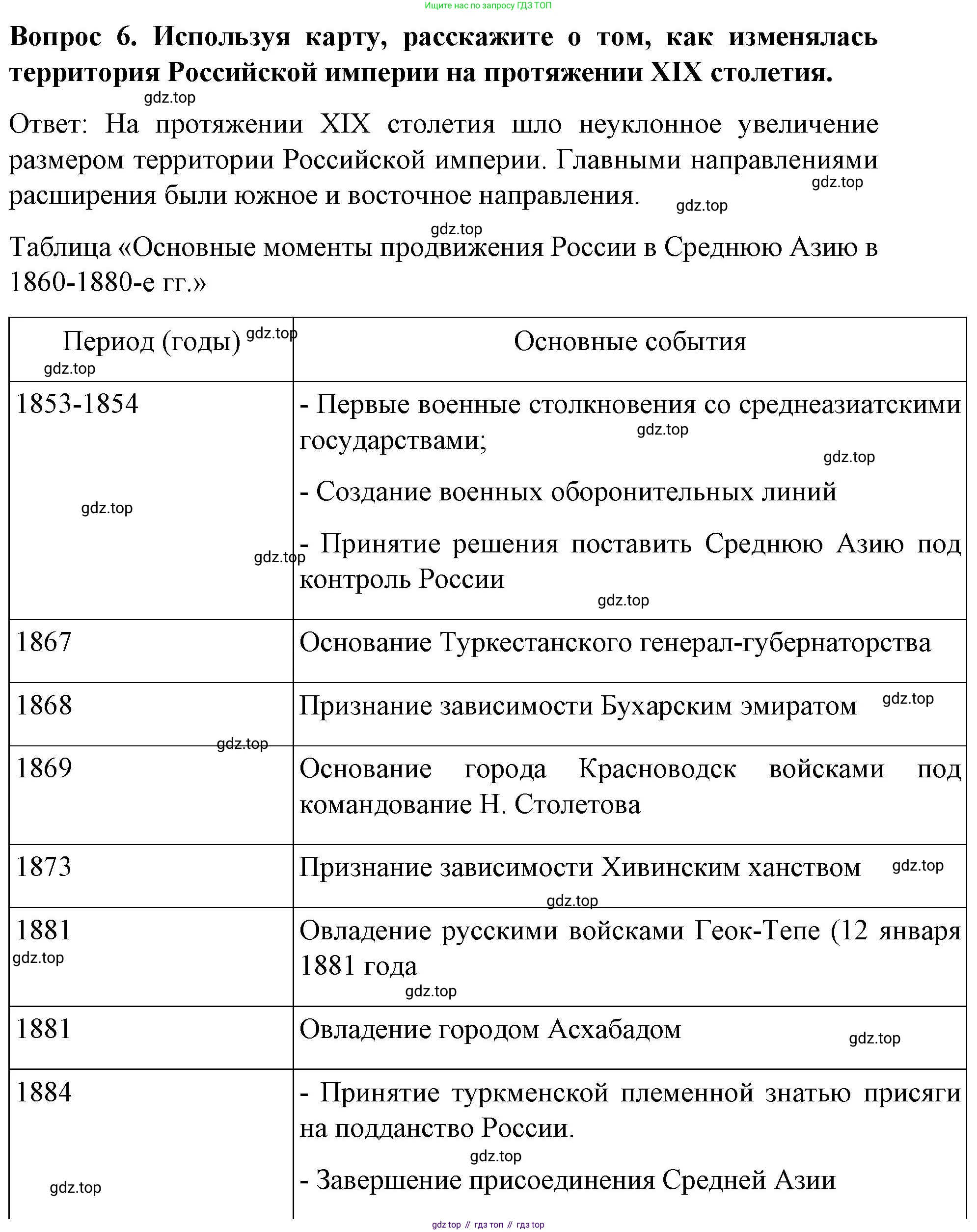 История России, 9 класс Учебник, авторы: Арсентьев Николай Михайлович, Данилов Александр Анатольевич, Левандовский Андрей Анатольевич, Токарева Александра Яковлевна, Торкунов Анатолий Васильевич, Дмитриев Андрей Петрович, издательство Просвещение, Москва, 2023, белого цвета, Часть 2, страница 62, номер 6, Решение 1