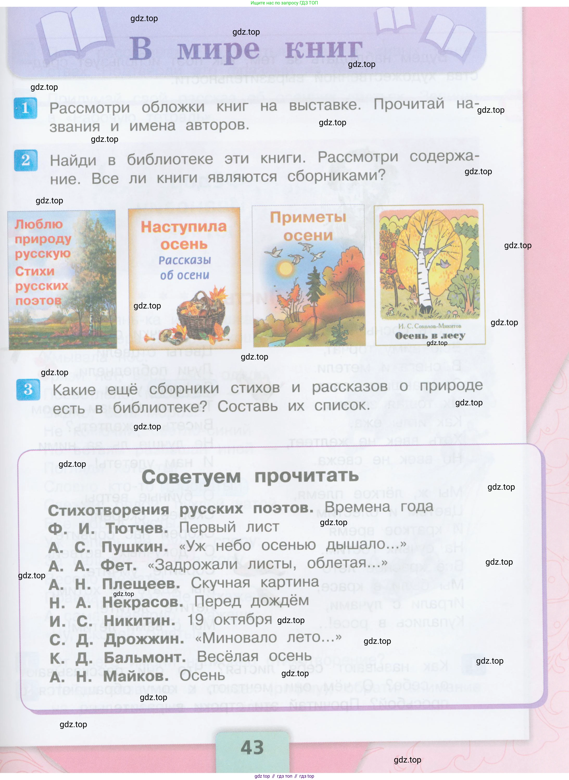 ГДЗ Литературное чтение, 3 класс Учебник, авторы: Климанова Людмила Федоровна, Горецкий Всеслав Гаврилович, Голованова Мария Владимировна, Виноградская Людмила Андреевна, Бойкина Марина Викторовна, издательство Просвещение, Москва, 2023, белого цвета, Часть 1, страница 43, Условие