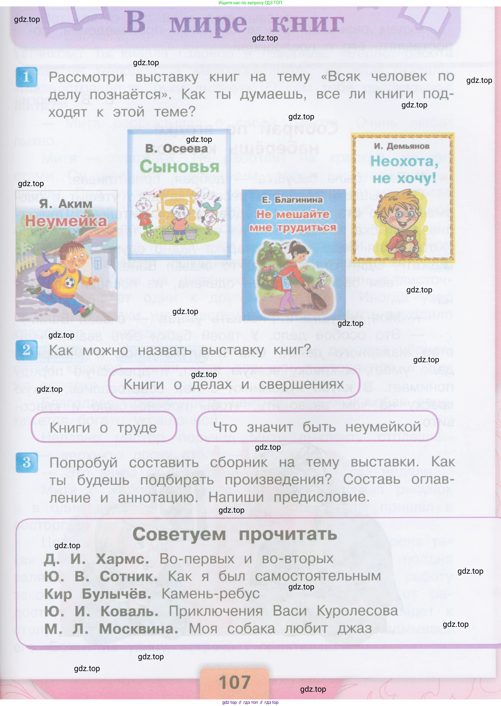 ГДЗ Литературное чтение, 3 класс Учебник, авторы: Климанова Людмила Федоровна, Горецкий Всеслав Гаврилович, Голованова Мария Владимировна, Виноградская Людмила Андреевна, Бойкина Марина Викторовна, издательство Просвещение, Москва, 2023, белого цвета, Часть 2, страница 107, Условие