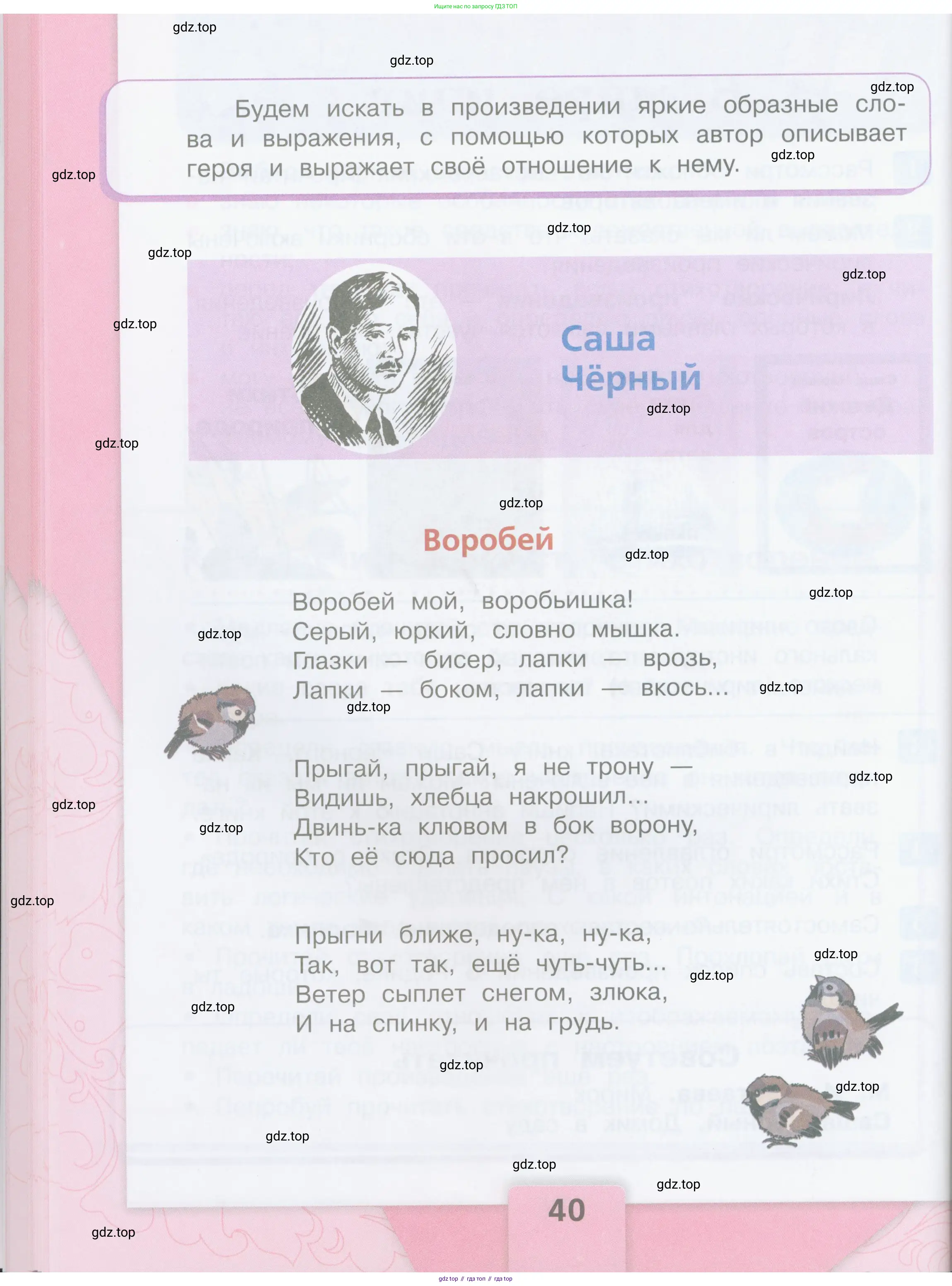 ГДЗ Литературное чтение, 3 класс Учебник, авторы: Климанова Людмила Федоровна, Горецкий Всеслав Гаврилович, Голованова Мария Владимировна, Виноградская Людмила Андреевна, Бойкина Марина Викторовна, издательство Просвещение, Москва, 2023, белого цвета, Часть 1, страница 40