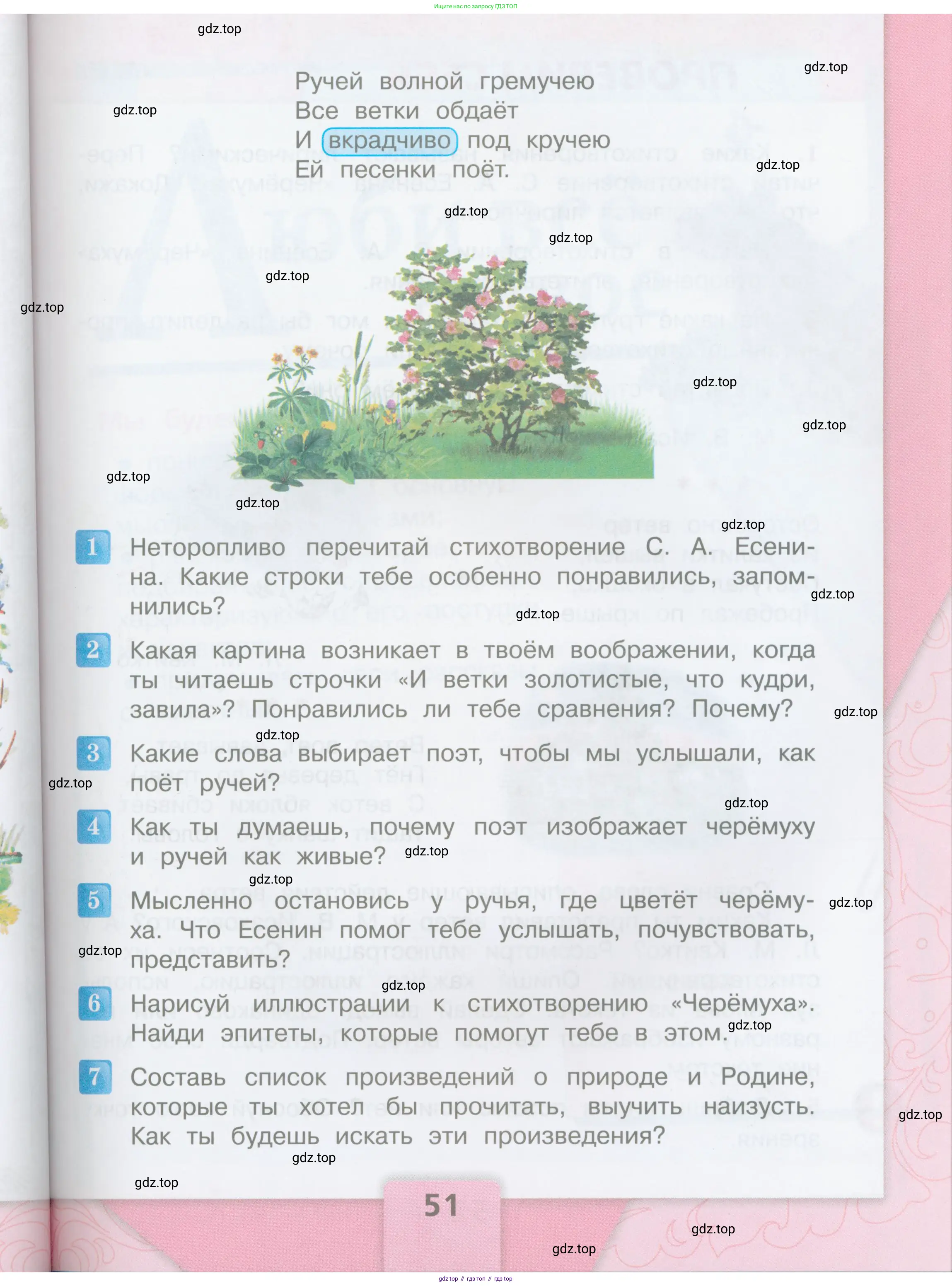 ГДЗ Литературное чтение, 3 класс Учебник, авторы: Климанова Людмила Федоровна, Горецкий Всеслав Гаврилович, Голованова Мария Владимировна, Виноградская Людмила Андреевна, Бойкина Марина Викторовна, издательство Просвещение, Москва, 2023, белого цвета, Часть 1, страница 51