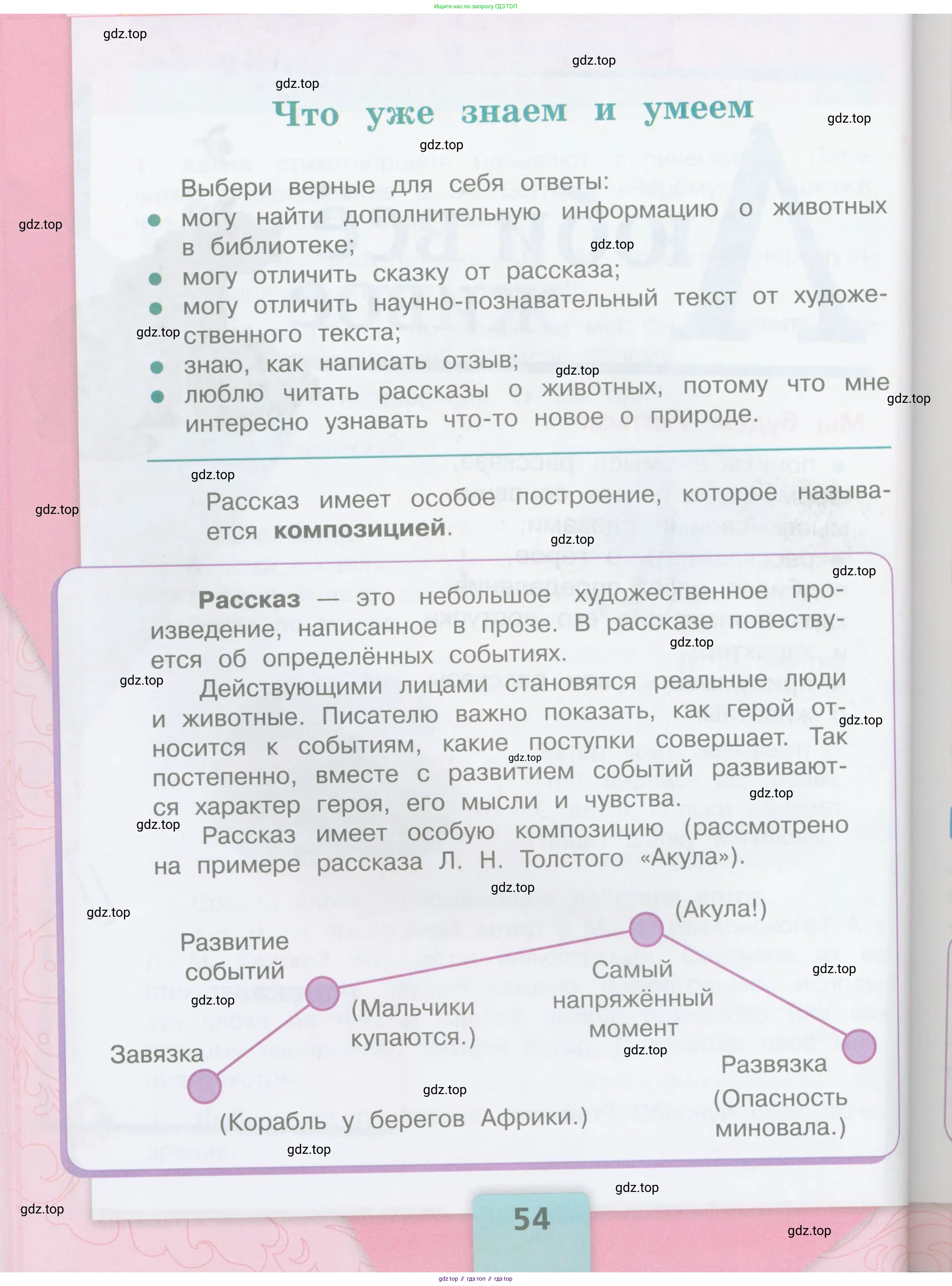 ГДЗ Литературное чтение, 3 класс Учебник, авторы: Климанова Людмила Федоровна, Горецкий Всеслав Гаврилович, Голованова Мария Владимировна, Виноградская Людмила Андреевна, Бойкина Марина Викторовна, издательство Просвещение, Москва, 2023, белого цвета, Часть 1, страница 54