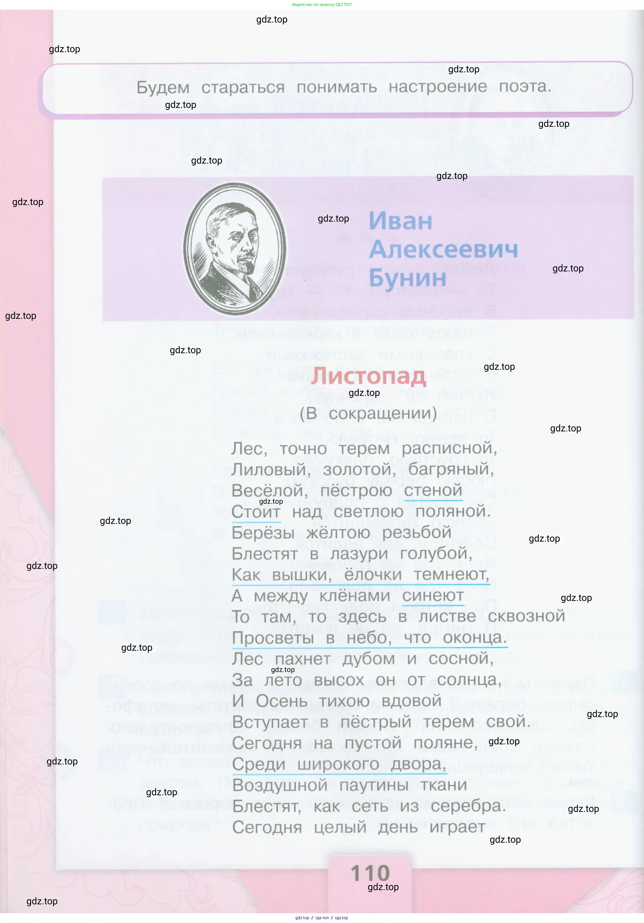 Литературное чтение, 4 класс Учебник, авторы: Климанова Людмила Федоровна, Горецкий Всеслав Гаврилович, Голованова Мария Владимировна, Виноградская Людмила Андреевна, Бойкина Марина Викторовна, издательство Просвещение, Москва, 2023, белого цвета, страница 110