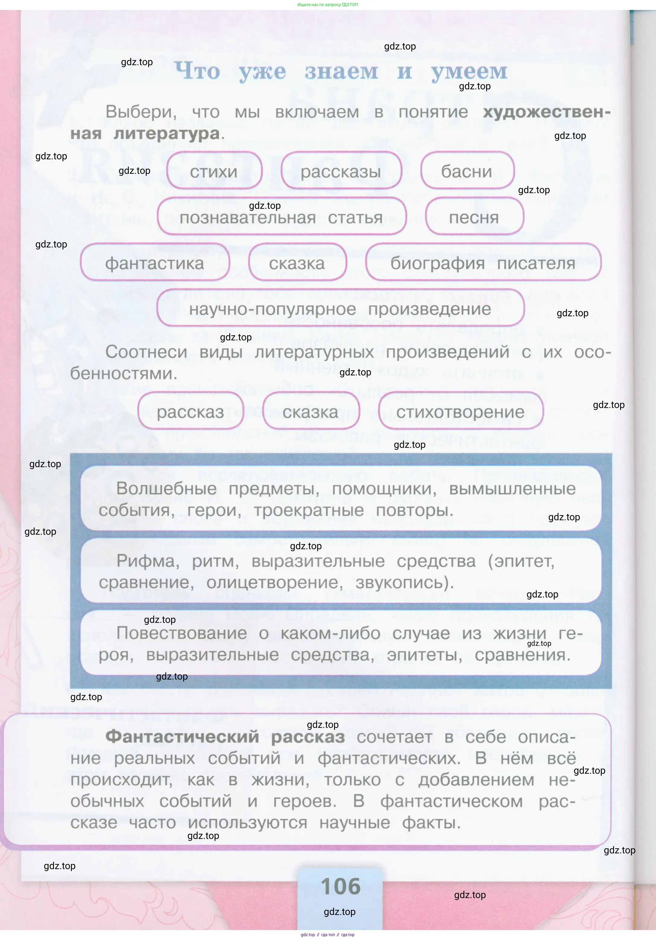 Литературное чтение, 4 класс Учебник, авторы: Климанова Людмила Федоровна, Горецкий Всеслав Гаврилович, Голованова Мария Владимировна, Виноградская Людмила Андреевна, Бойкина Марина Викторовна, издательство Просвещение, Москва, 2023, белого цвета, Часть 2, страница 106
