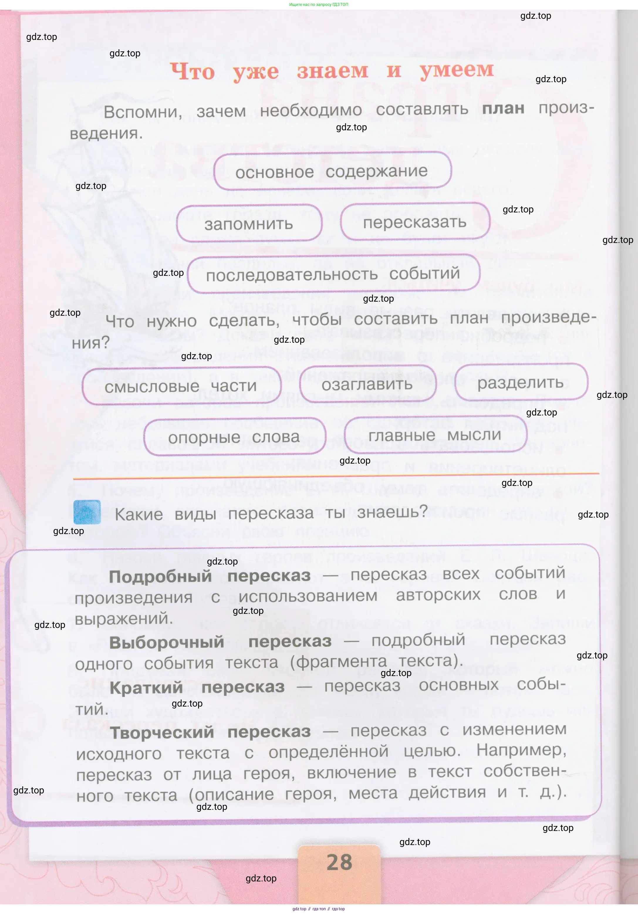 Литературное чтение, 4 класс Учебник, авторы: Климанова Людмила Федоровна, Горецкий Всеслав Гаврилович, Голованова Мария Владимировна, Виноградская Людмила Андреевна, Бойкина Марина Викторовна, издательство Просвещение, Москва, 2023, белого цвета, Часть 1, страница 28