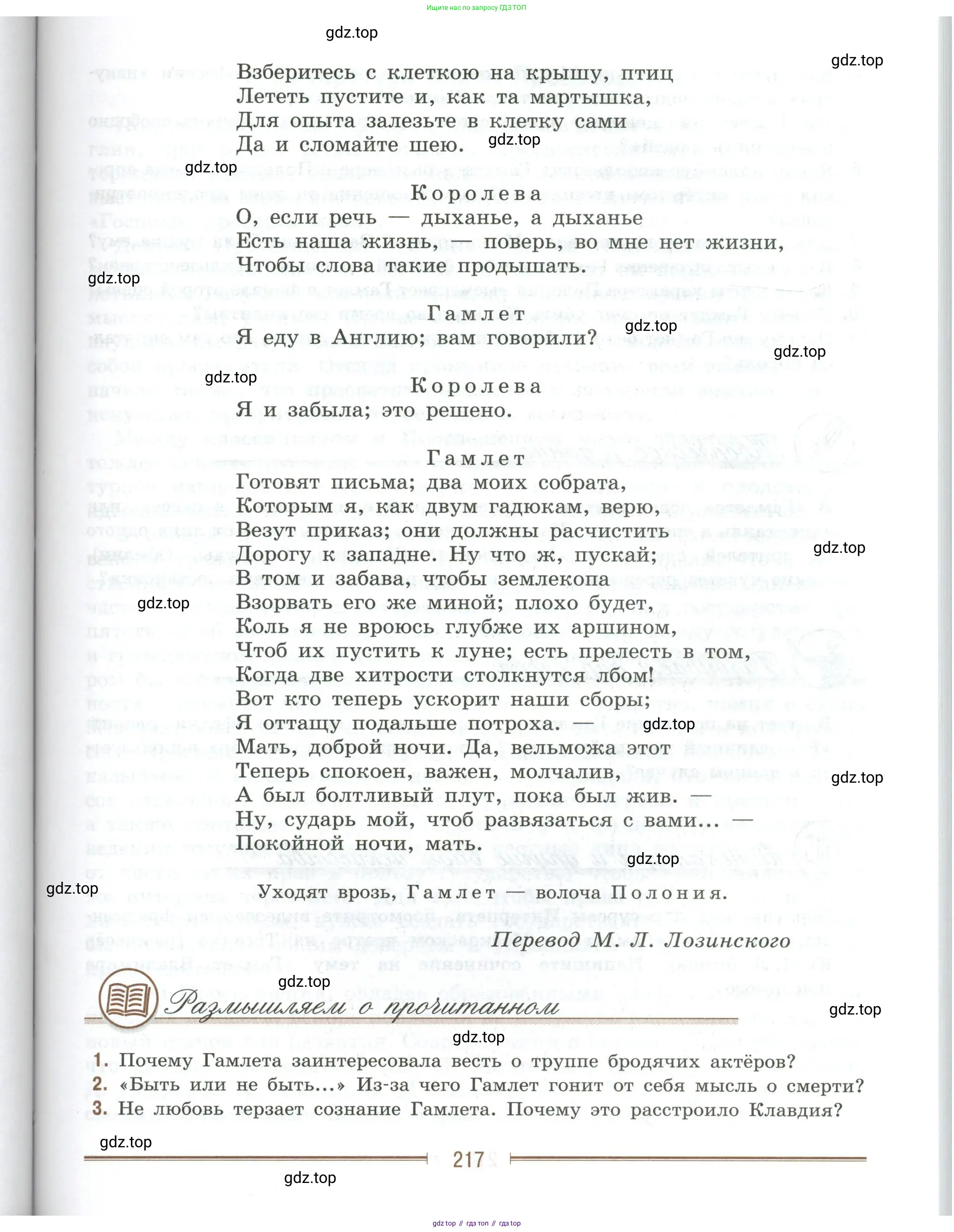 Литература, 9 класс Учебник, авторы: Коровина Вера Яновна, Журавлев Виктор Петрович, Коровин Валентин Иванович, Збарский Исаак Семёнович, издательство Просвещение, Москва, 2023, бирюзового цвета, Часть 2, страница 217