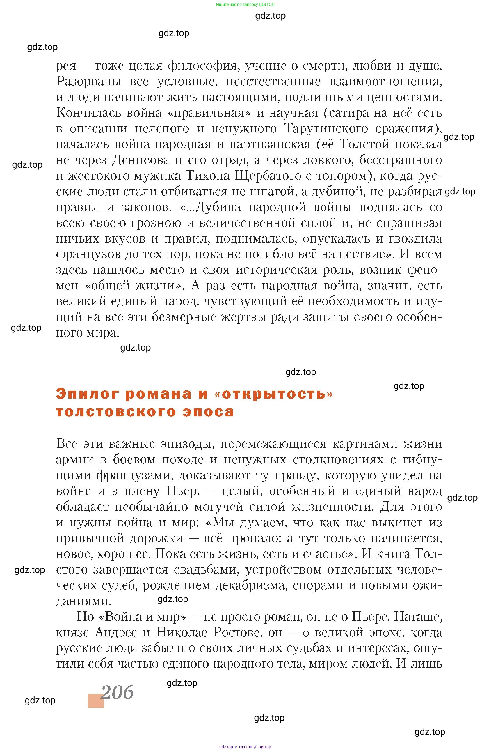 Литература, 10 класс Учебник, авторы: Зинин Сергей Александрович, Сахаров Всеволод Иванович, издательство Русское слово, Москва, 2019, красного цвета, Часть 1, страница 206