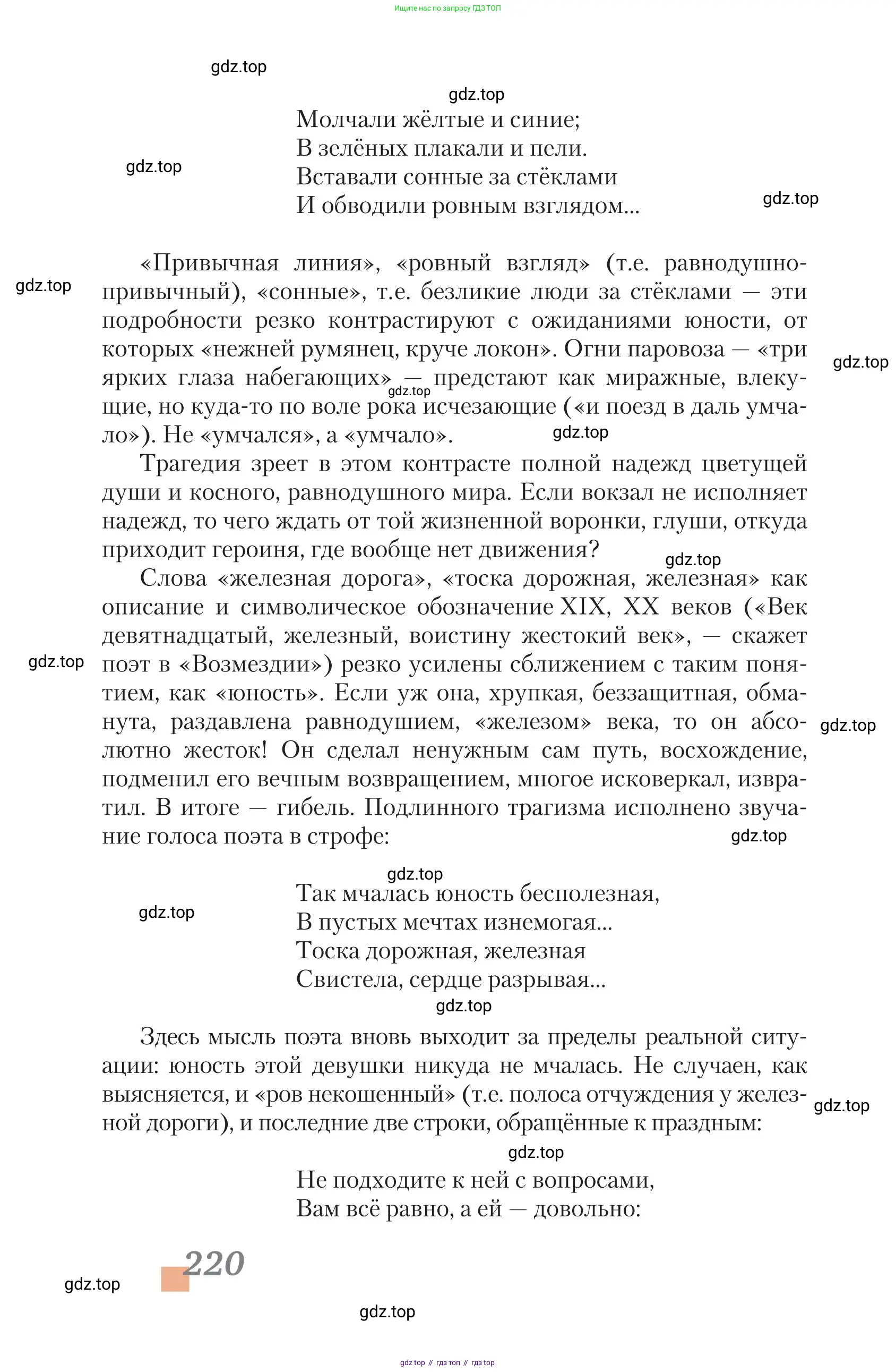 Литература, 11 класс Учебник, авторы: Зинин Сергей Александрович, Чалмаев Виктор Андреевич, издательство Русское слово, Москва, 2019, оранжевого цвета, страница 220