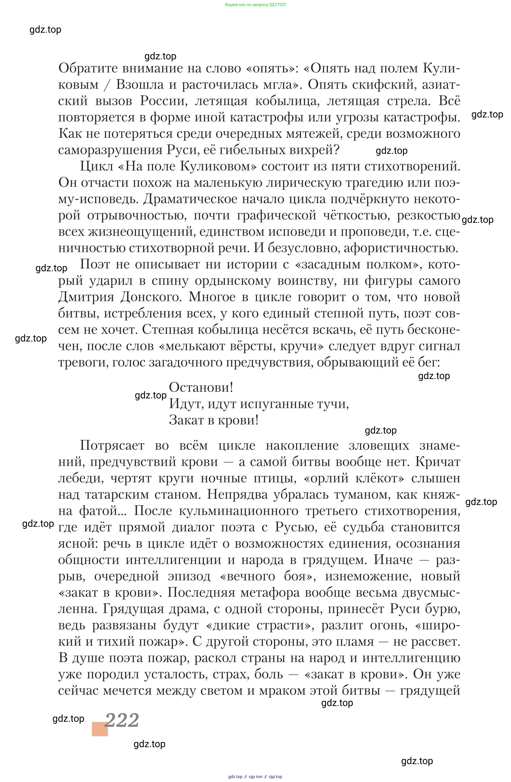 Литература, 11 класс Учебник, авторы: Зинин Сергей Александрович, Чалмаев Виктор Андреевич, издательство Русское слово, Москва, 2019, оранжевого цвета, страница 222