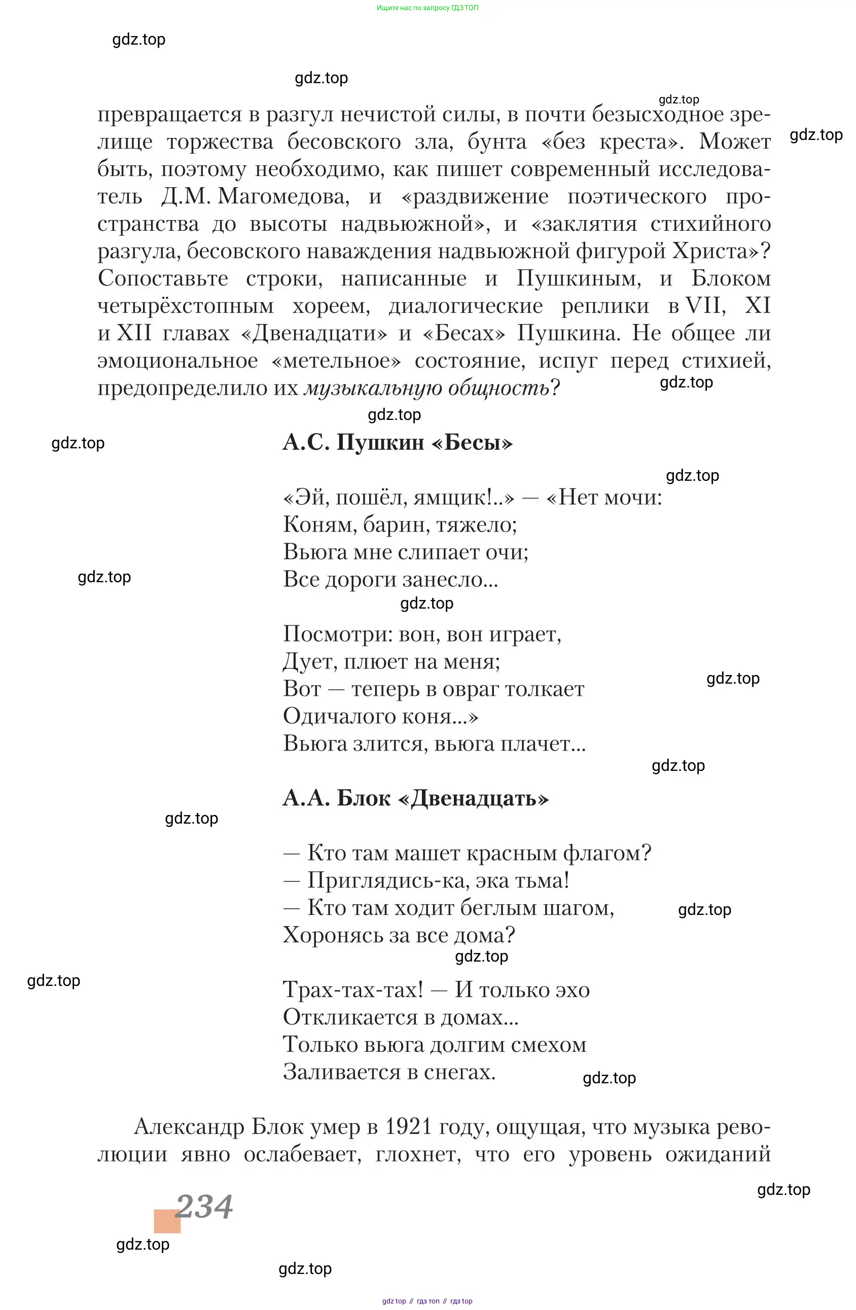 Литература, 11 класс Учебник, авторы: Зинин Сергей Александрович, Чалмаев Виктор Андреевич, издательство Русское слово, Москва, 2019, оранжевого цвета, страница 234
