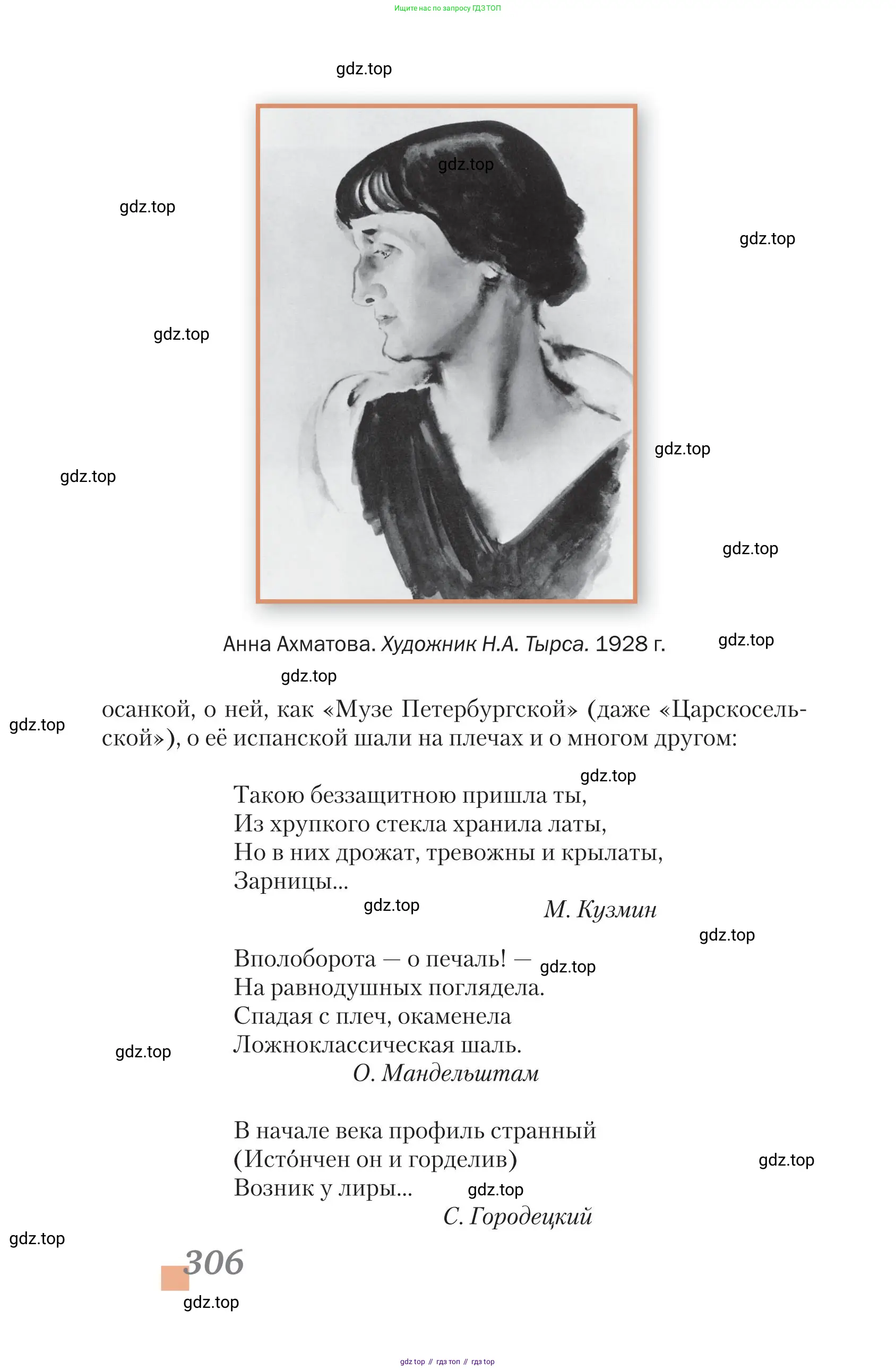 Литература, 11 класс Учебник, авторы: Зинин Сергей Александрович, Чалмаев Виктор Андреевич, издательство Русское слово, Москва, 2019, оранжевого цвета, страница 306