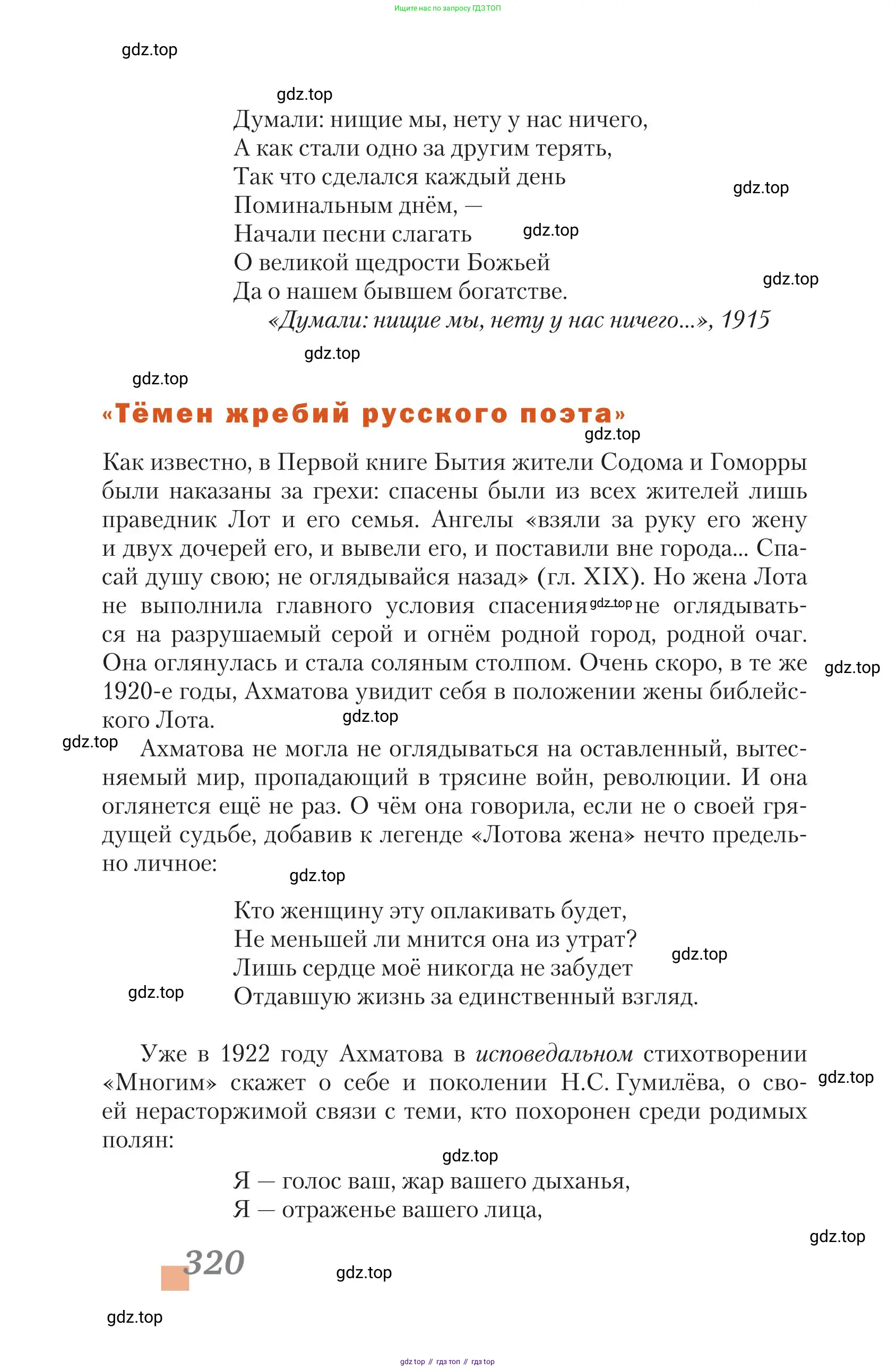 Литература, 11 класс Учебник, авторы: Зинин Сергей Александрович, Чалмаев Виктор Андреевич, издательство Русское слово, Москва, 2019, оранжевого цвета, Часть 1, страница 320