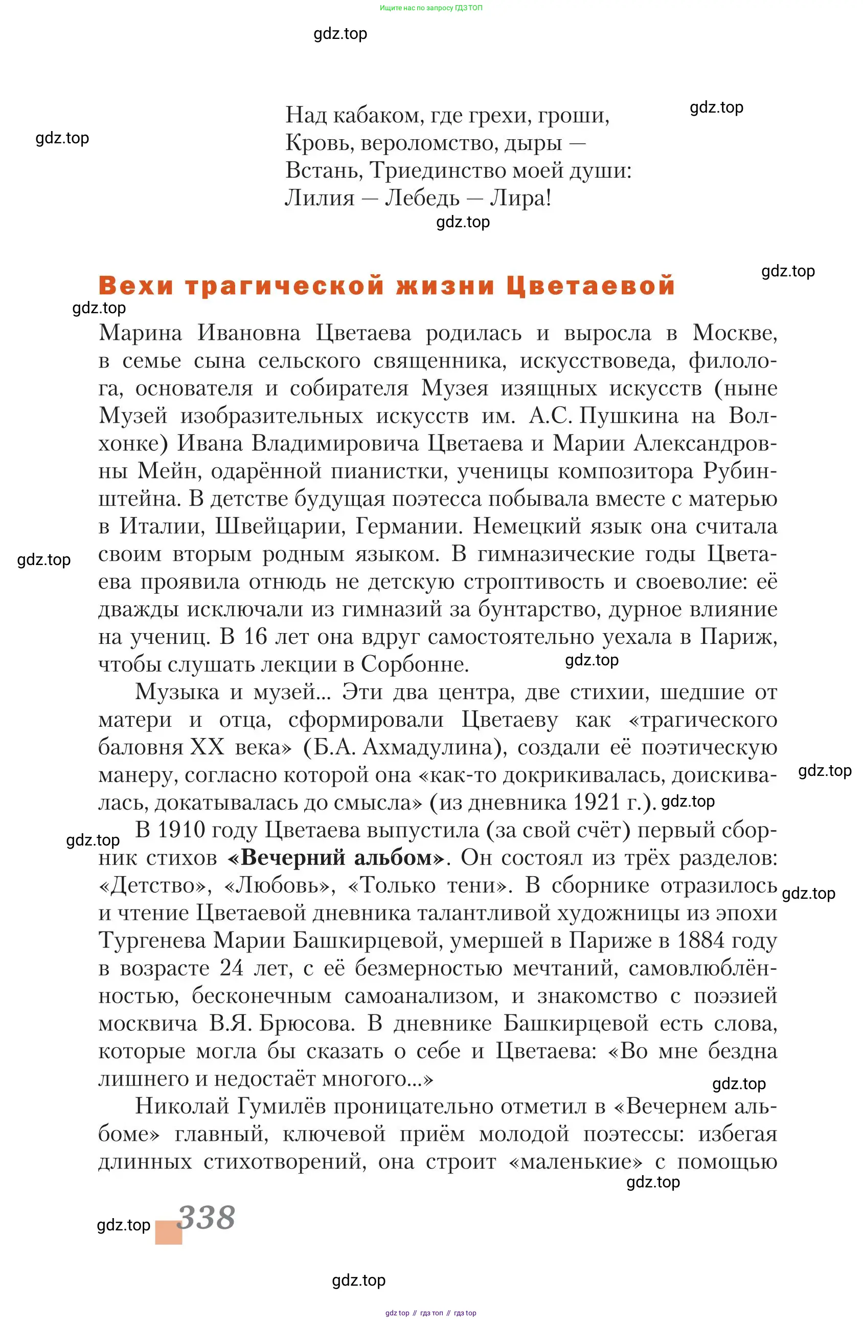 Литература, 11 класс Учебник, авторы: Зинин Сергей Александрович, Чалмаев Виктор Андреевич, издательство Русское слово, Москва, 2019, оранжевого цвета, Часть 1, страница 338