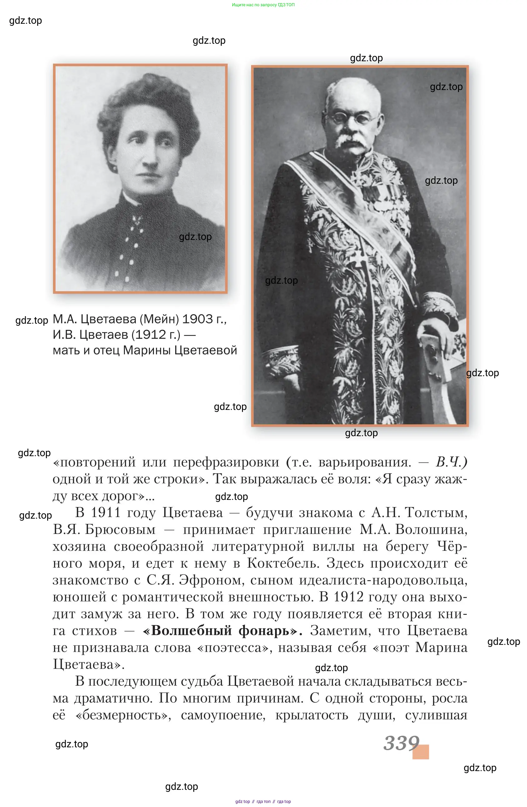 Литература, 11 класс Учебник, авторы: Зинин Сергей Александрович, Чалмаев Виктор Андреевич, издательство Русское слово, Москва, 2019, оранжевого цвета, страница 339