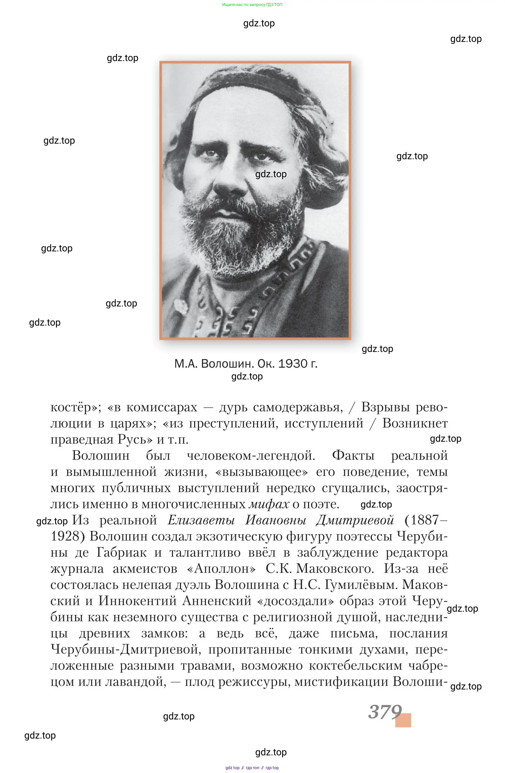 Литература, 11 класс Учебник, авторы: Зинин Сергей Александрович, Чалмаев Виктор Андреевич, издательство Русское слово, Москва, 2019, оранжевого цвета, страница 379
