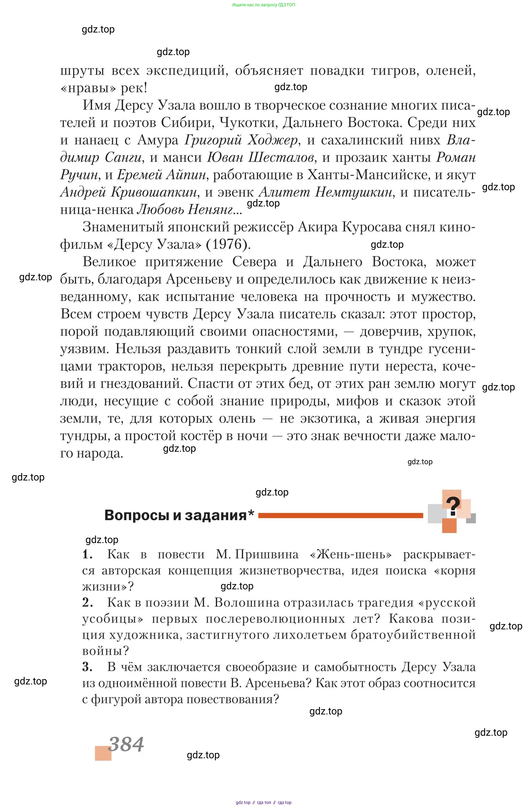 Литература, 11 класс Учебник, авторы: Зинин Сергей Александрович, Чалмаев Виктор Андреевич, издательство Русское слово, Москва, 2019, оранжевого цвета, Часть 1, страница 384