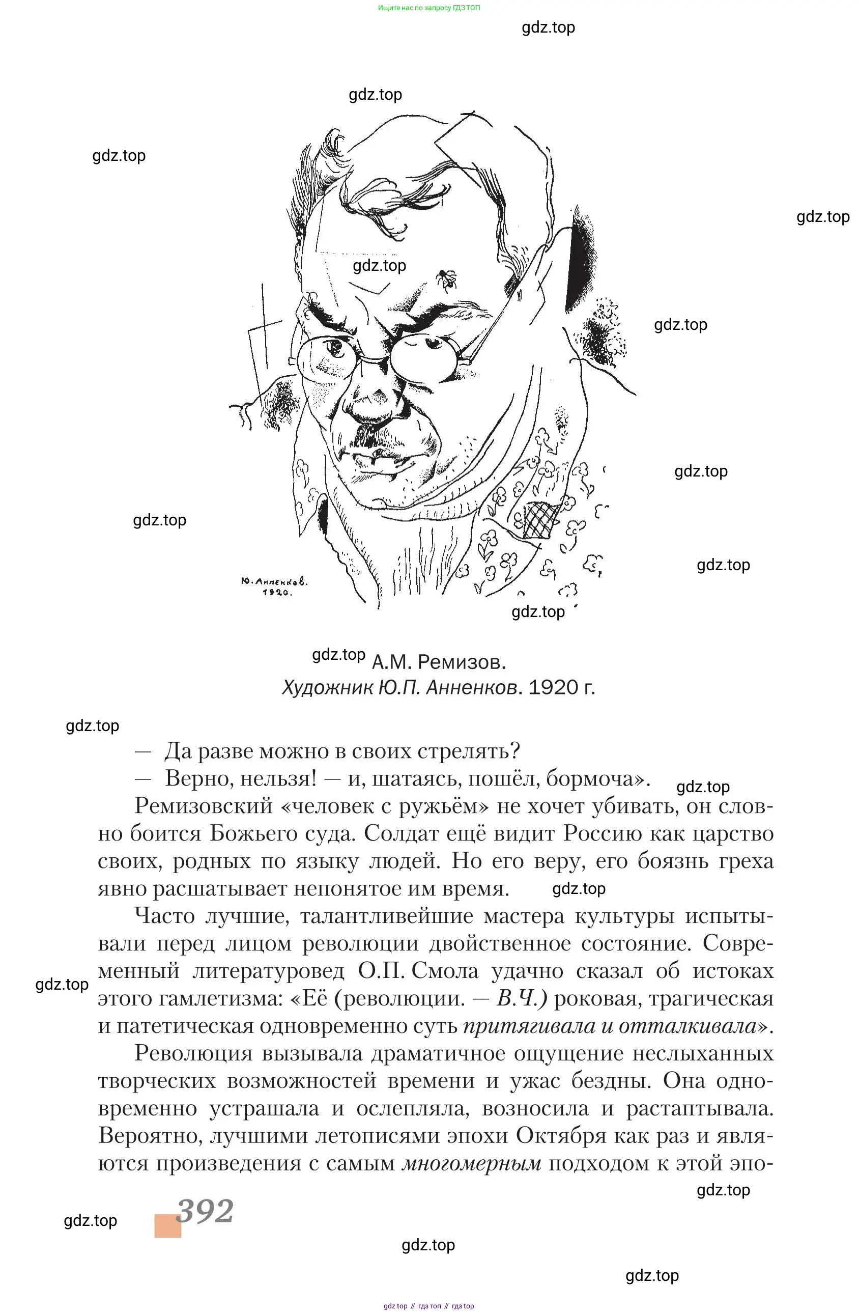 Литература, 11 класс Учебник, авторы: Зинин Сергей Александрович, Чалмаев Виктор Андреевич, издательство Русское слово, Москва, 2019, оранжевого цвета, страница 392